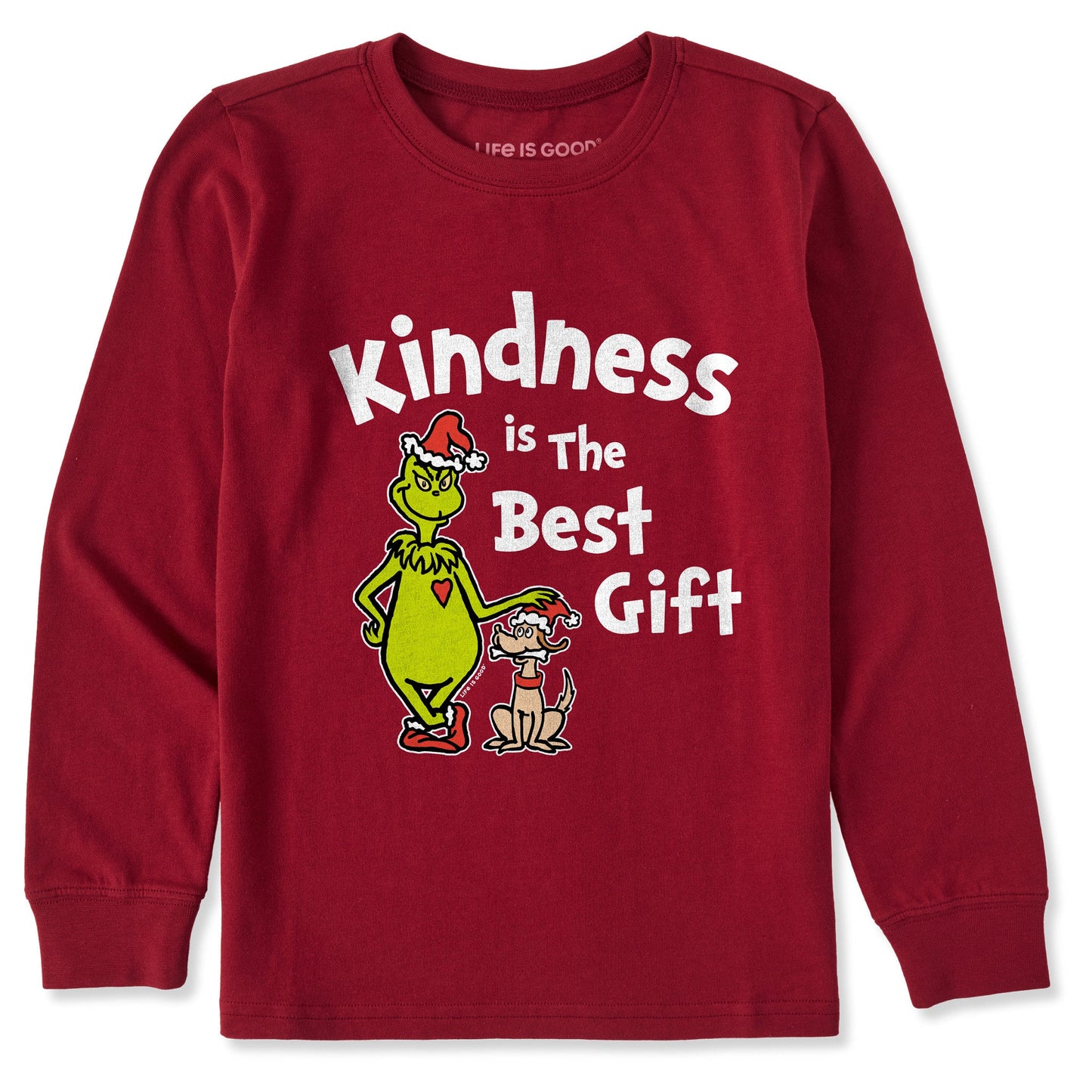 Kids Grinch Max Kindness Gift Long Sleeve Crusher Tee