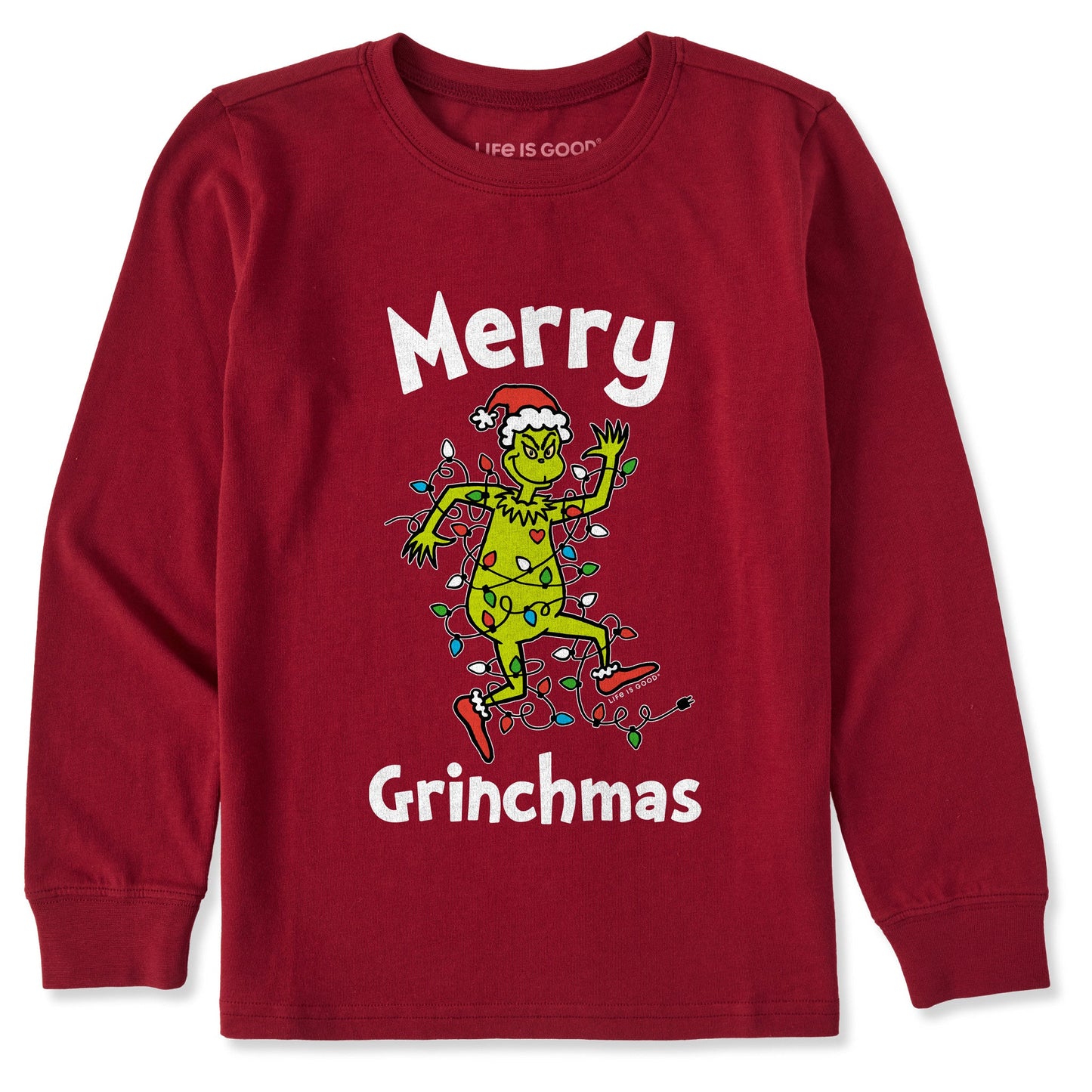 Kids Grinch Making Spirits Bright Long Sleeve Crusher Tee