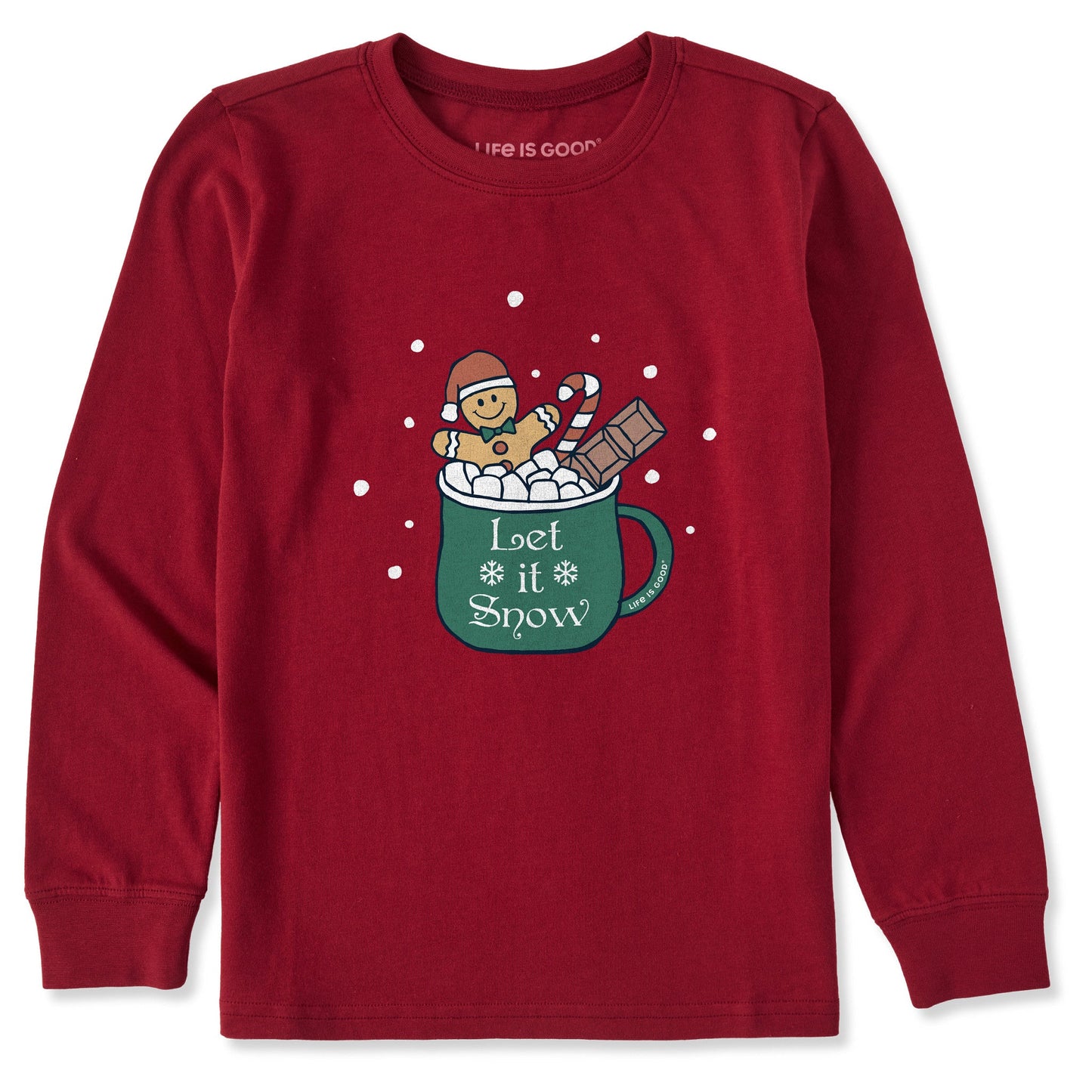 Kids Let it Snow Mug Cocoa Long Sleeve Crusher Tee