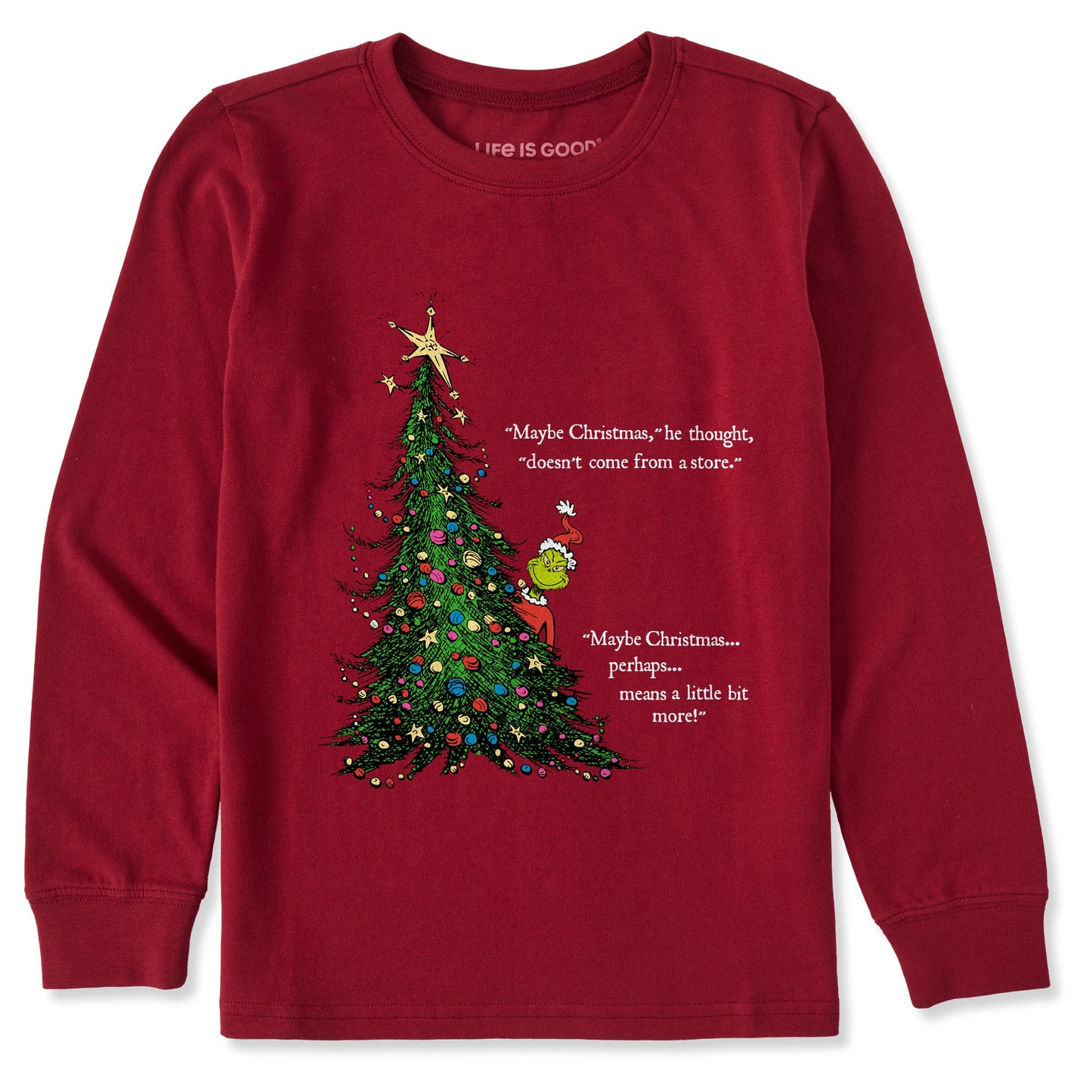 Kids Grinch Christmas Means More Long Sleeve Crusher Tee