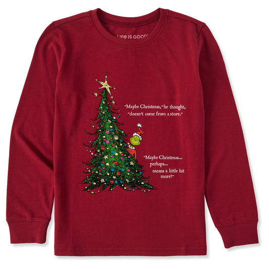 Kids Grinch Christmas Means More Long Sleeve Crusher Tee