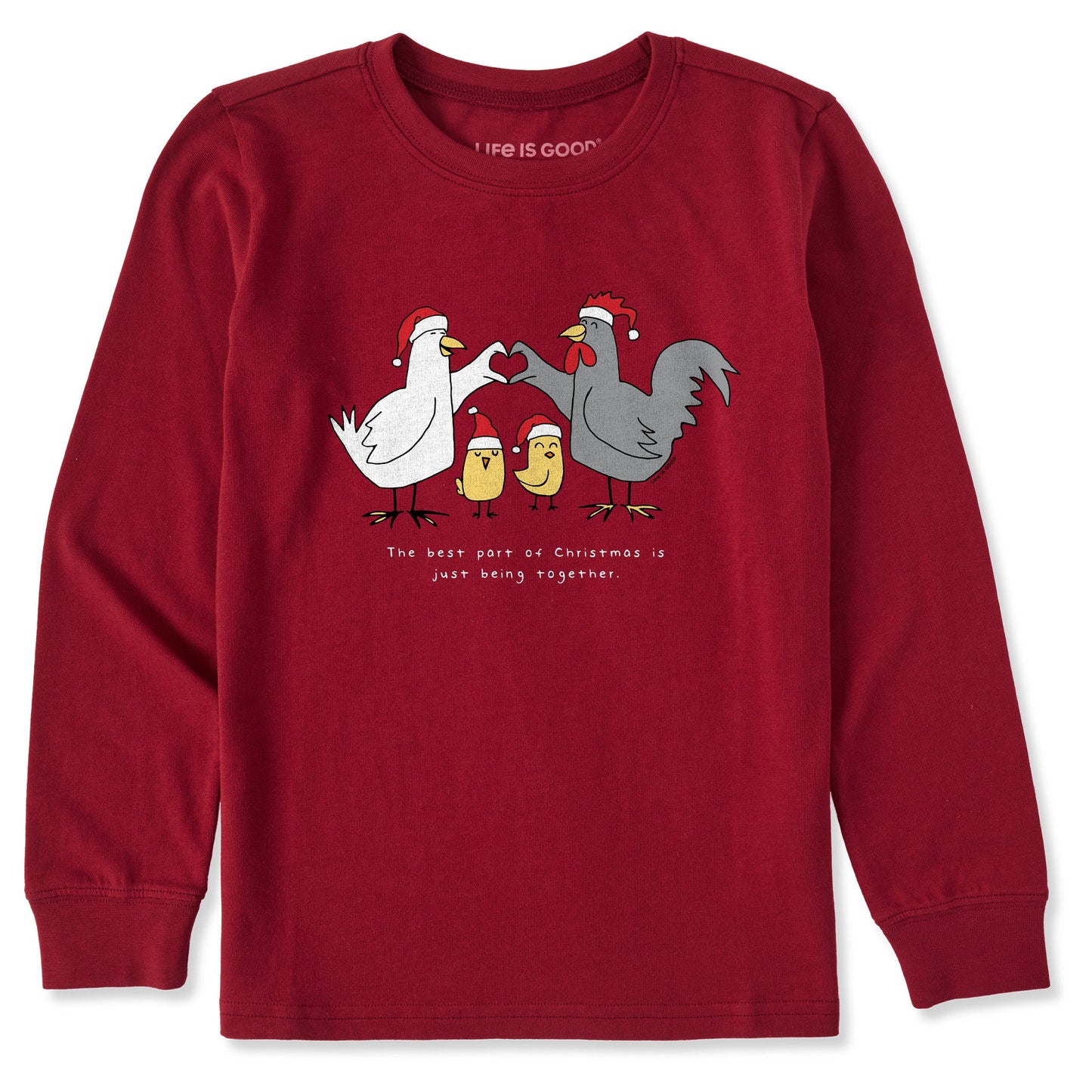 Kids Being Together Chicken Fam Long Sleeve Crusher Tee