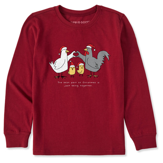 Kids Being Together Chicken Fam Long Sleeve Crusher Tee