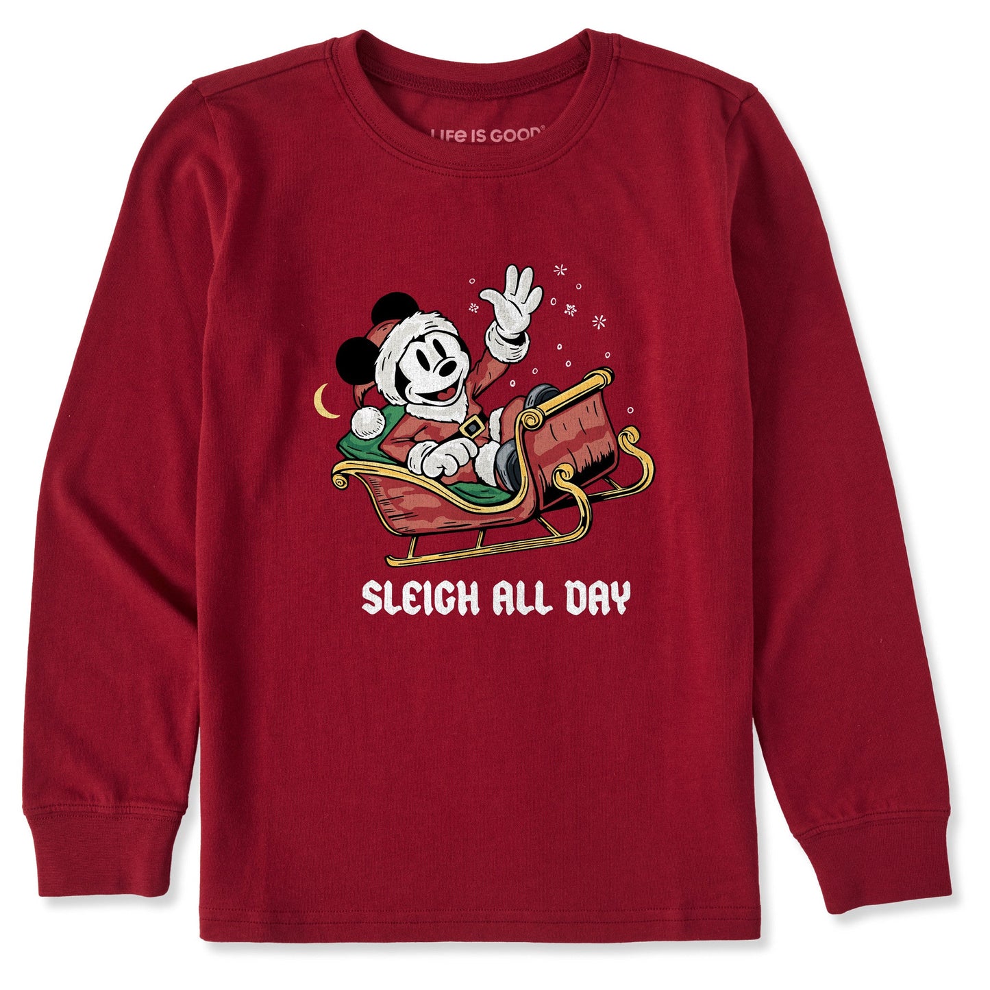 Kids Sleigh All Day Santa Long Sleeve Crusher Tee