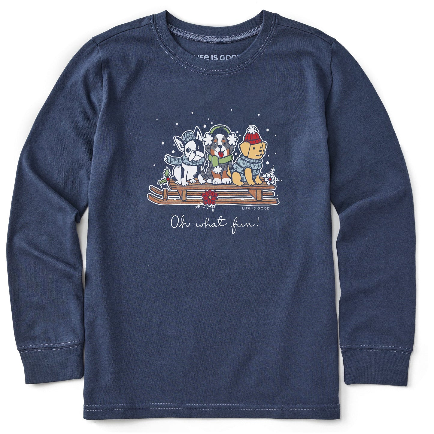 Kids Oh What Fun Winter Puppies Long Sleeve Crusher Tee