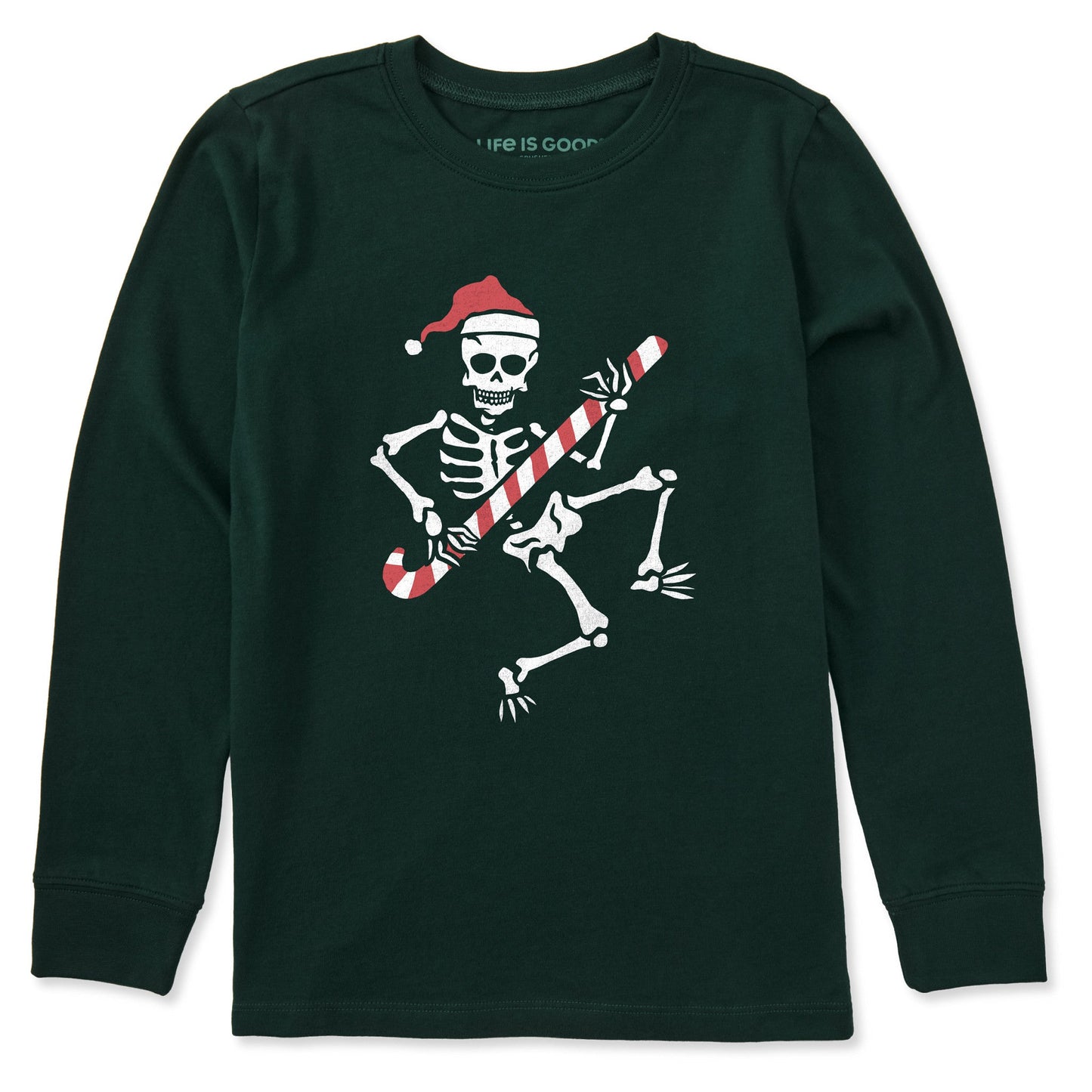 Kids Candy Cane Skeleton Long Sleeve Crusher Tee