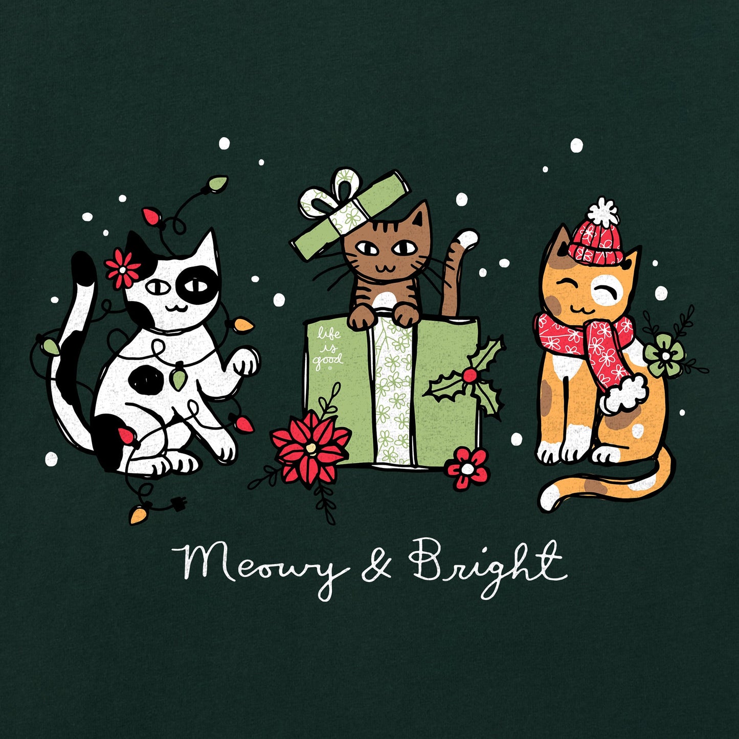 Kids Meowy & Bright Winter Kitties Long Sleeve Crusher Tee