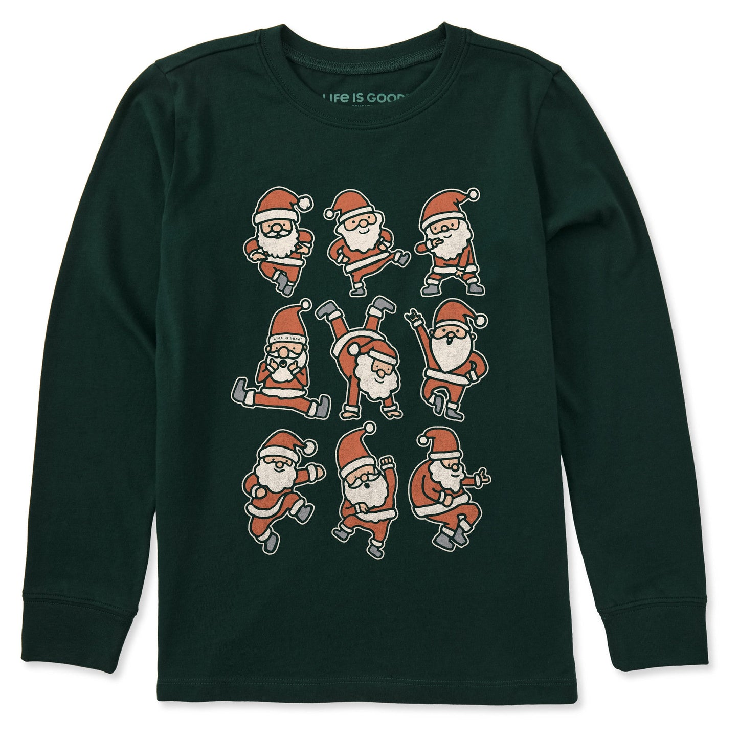 Kids Dancing Santas Grid Long Sleeve Crusher Tee