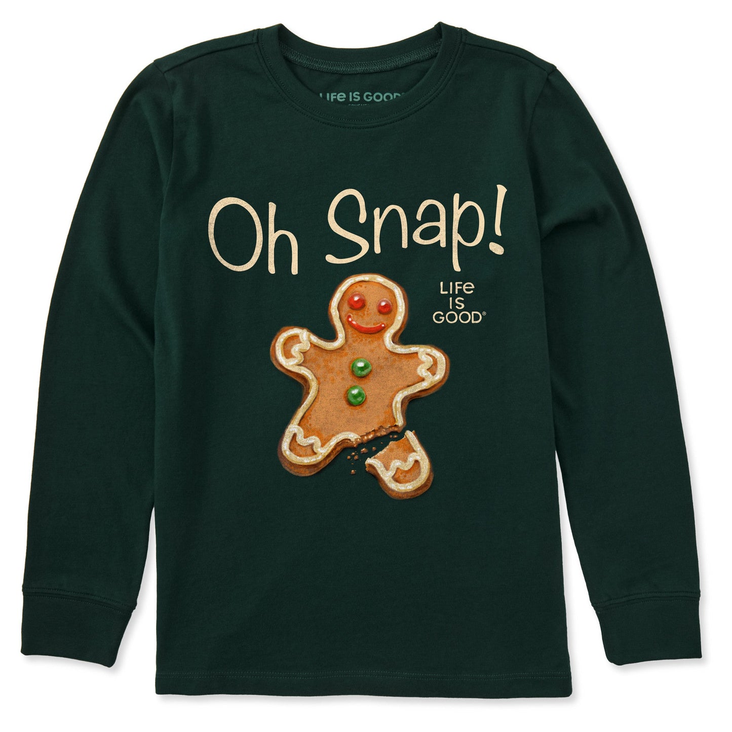Kids Oh Snap Gingerbread Man Long Sleeve Crusher Tee