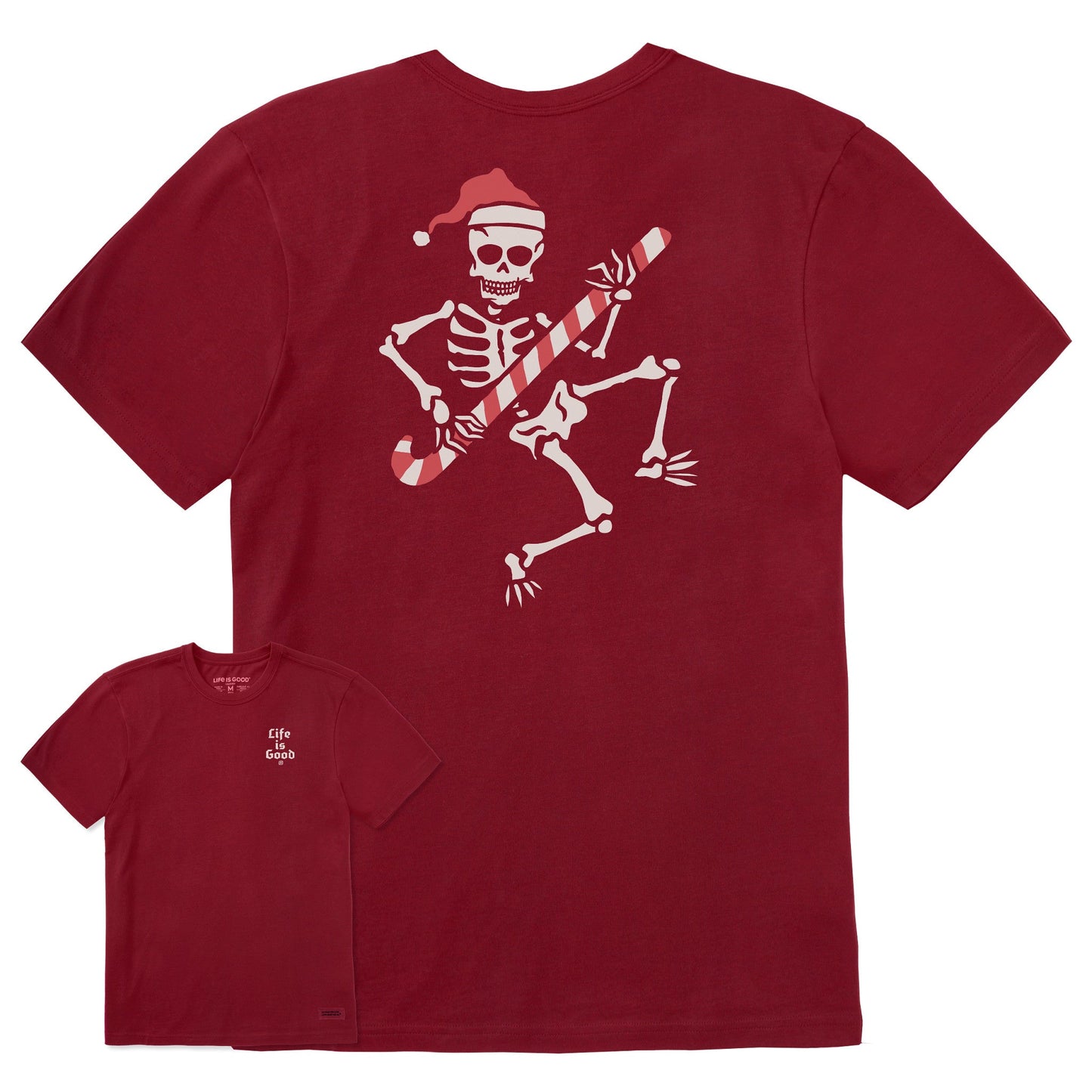 Men's Candy Cane Skeleton Short Sleeve Crusher Tee