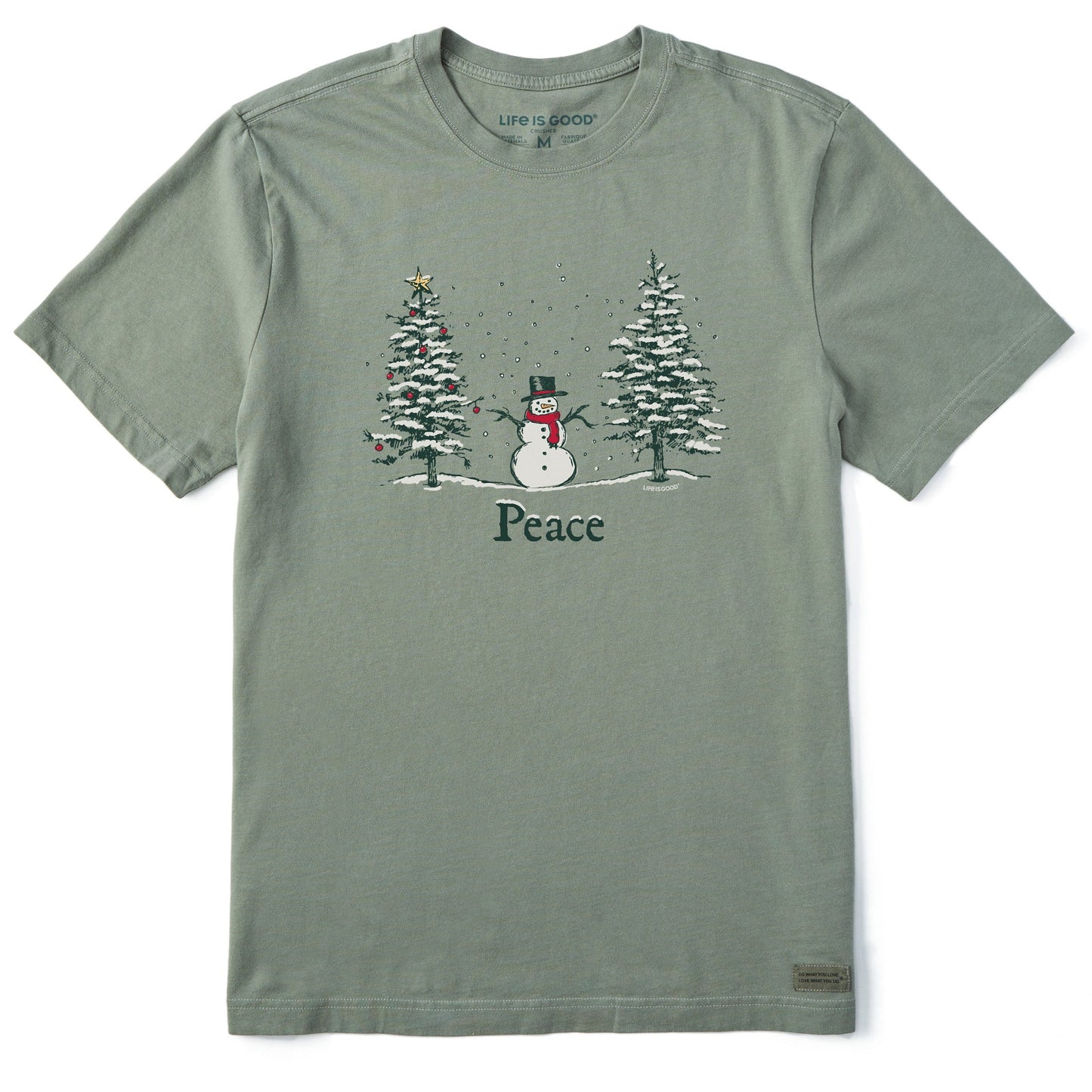 Men's Peace Trees Snowman Short Sleeve Crusher Tee