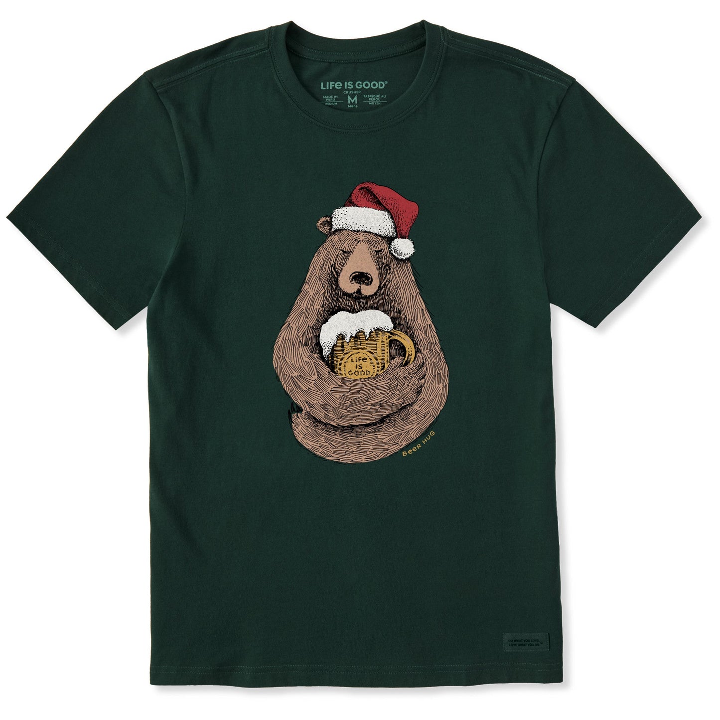 Men's Beer Hug Santa Bear Short Sleeve Crusher Tee