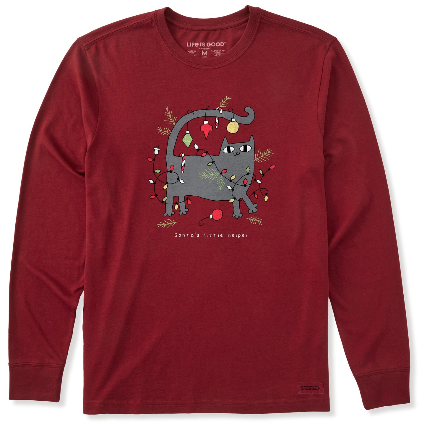 Men's Christmas Cat Long Sleeve Crusher Tee