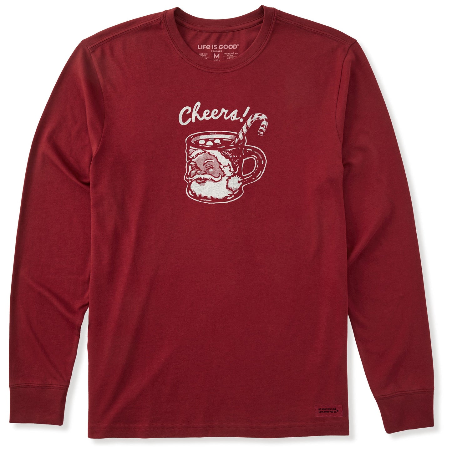 Men's Cheers Santa Mug Long Sleeve Crusher Tee