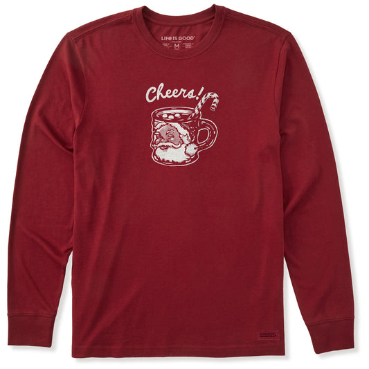 Men's Cheers Santa Mug Long Sleeve Crusher Tee