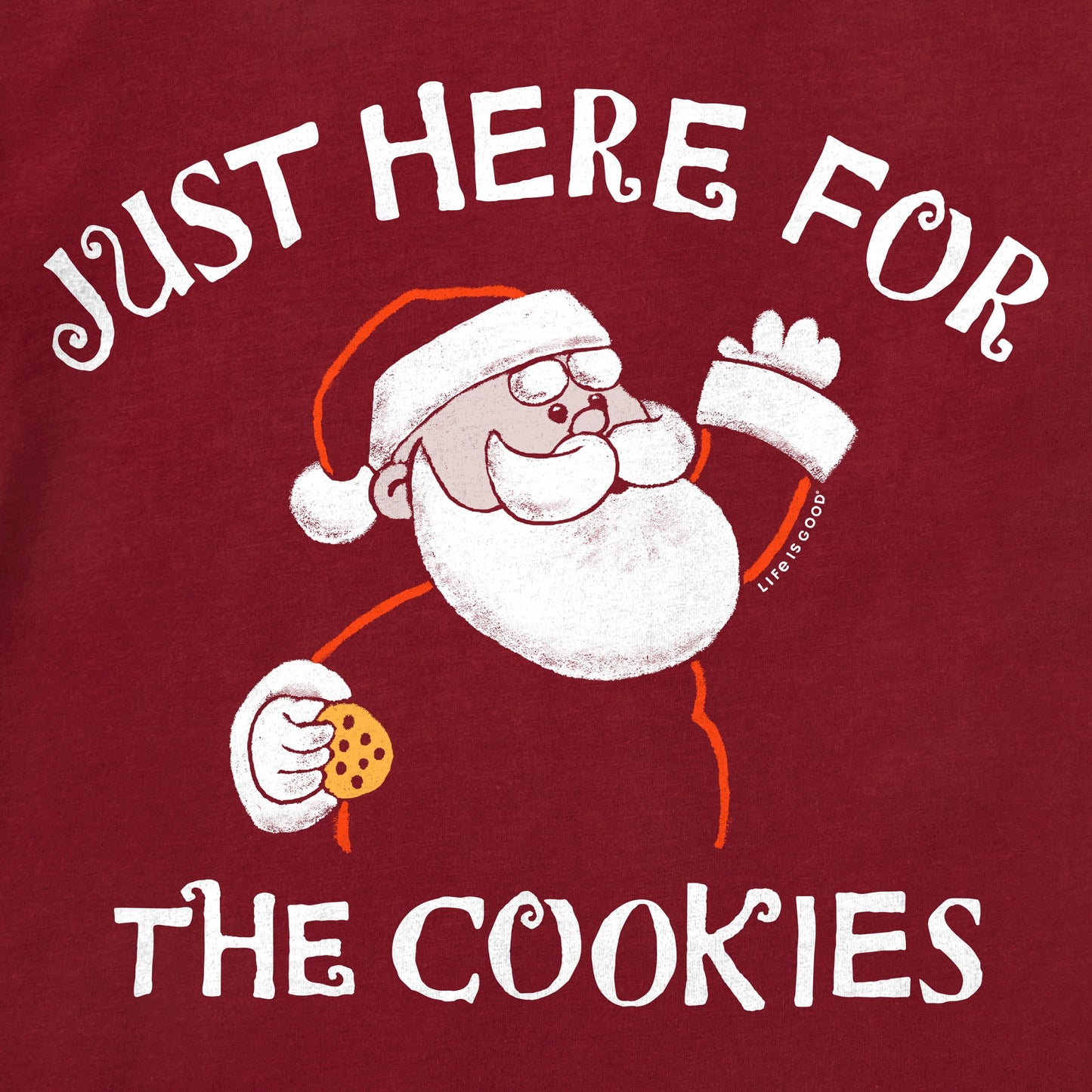 Men's Just Here for the Cookies Santa Long Sleeve Crusher Tee