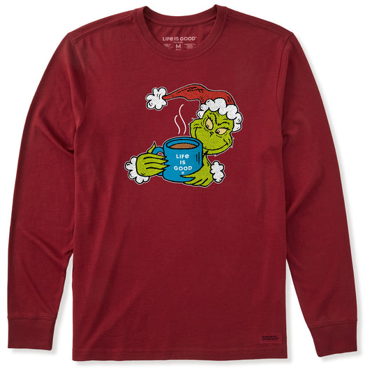 Men's Pop Art Grinch Coffee Long Sleeve Crusher Tee