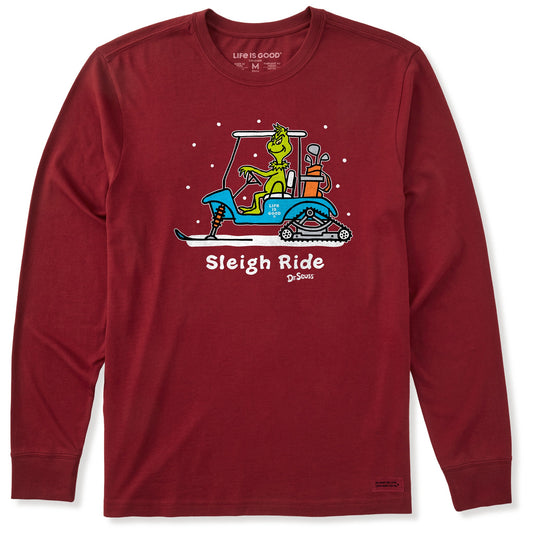 Men's Grinch Snowy Golf Cart Long Sleeve Crusher Tee