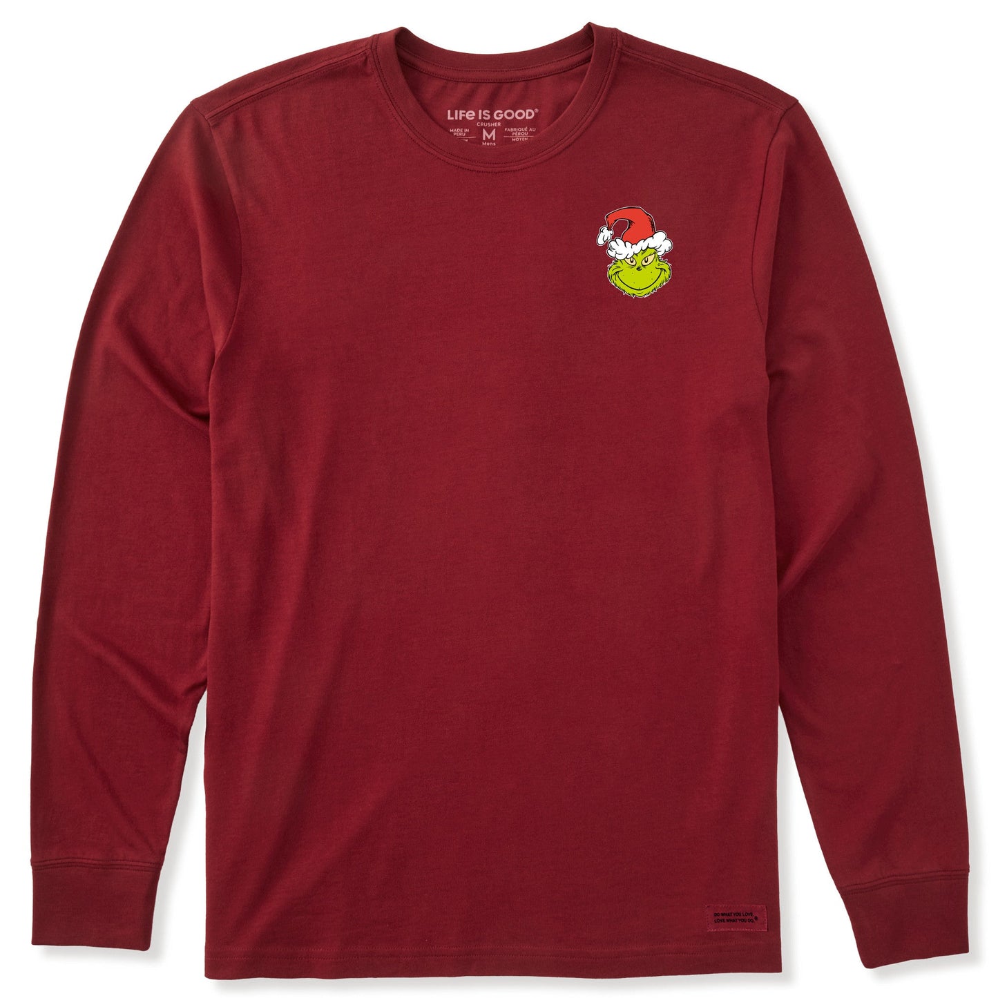 Men's Grinch Santa Hat Long Sleeve Crusher Tee