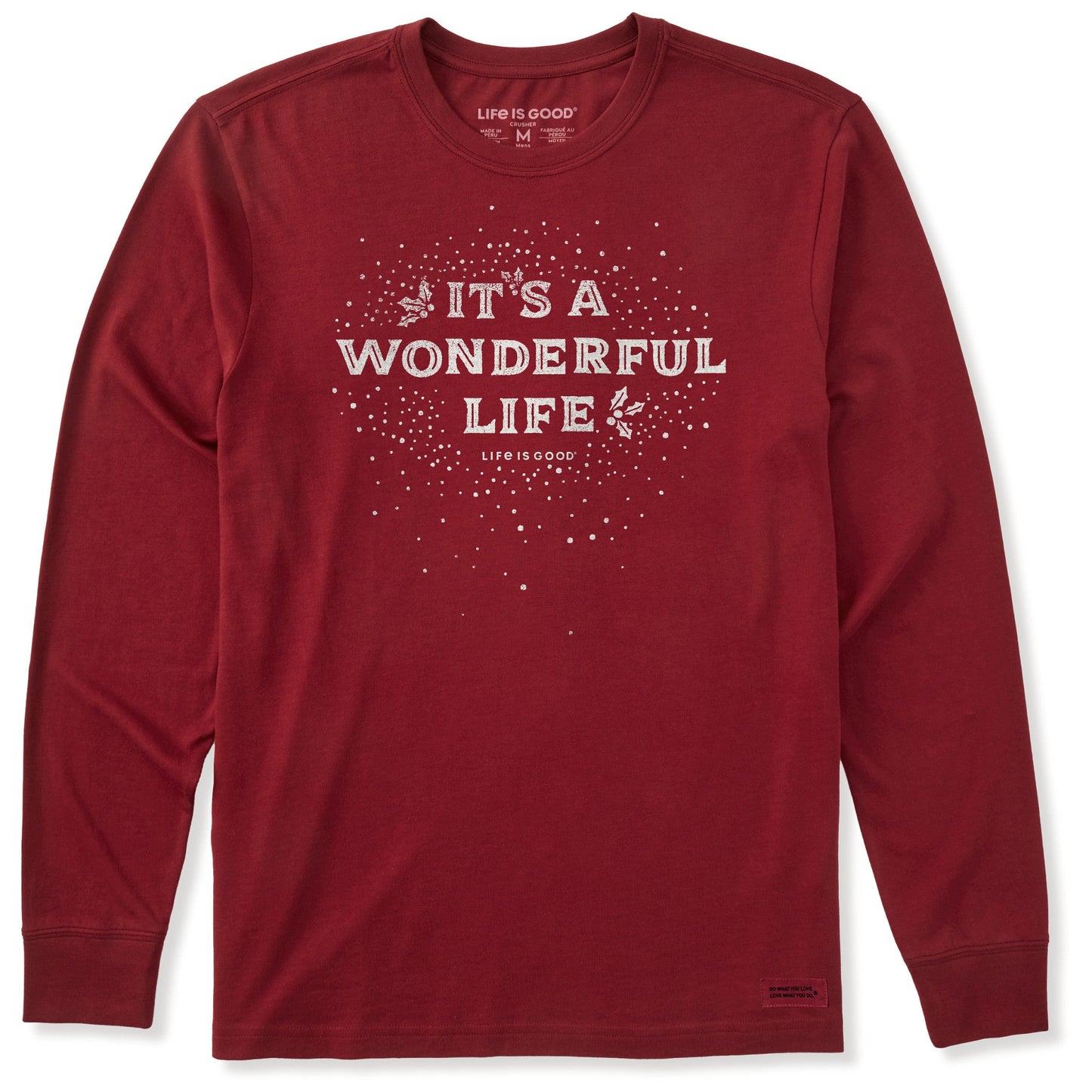 Men's Wordsmith It's a Wonderful Life Holly Long Sleeve Crusher Tee