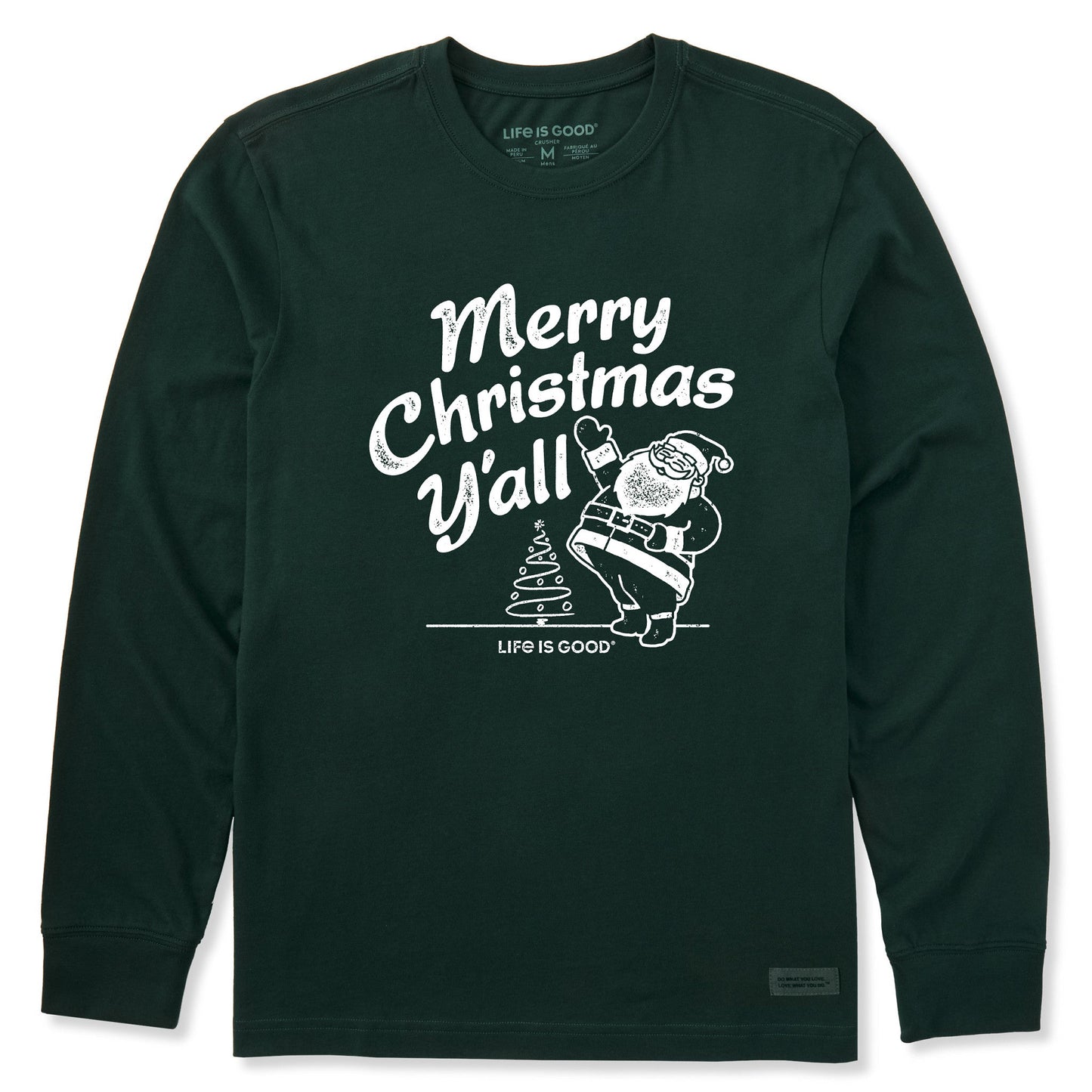 Men's Santa Merry Christmas Y'all Long Sleeve Crusher Tee
