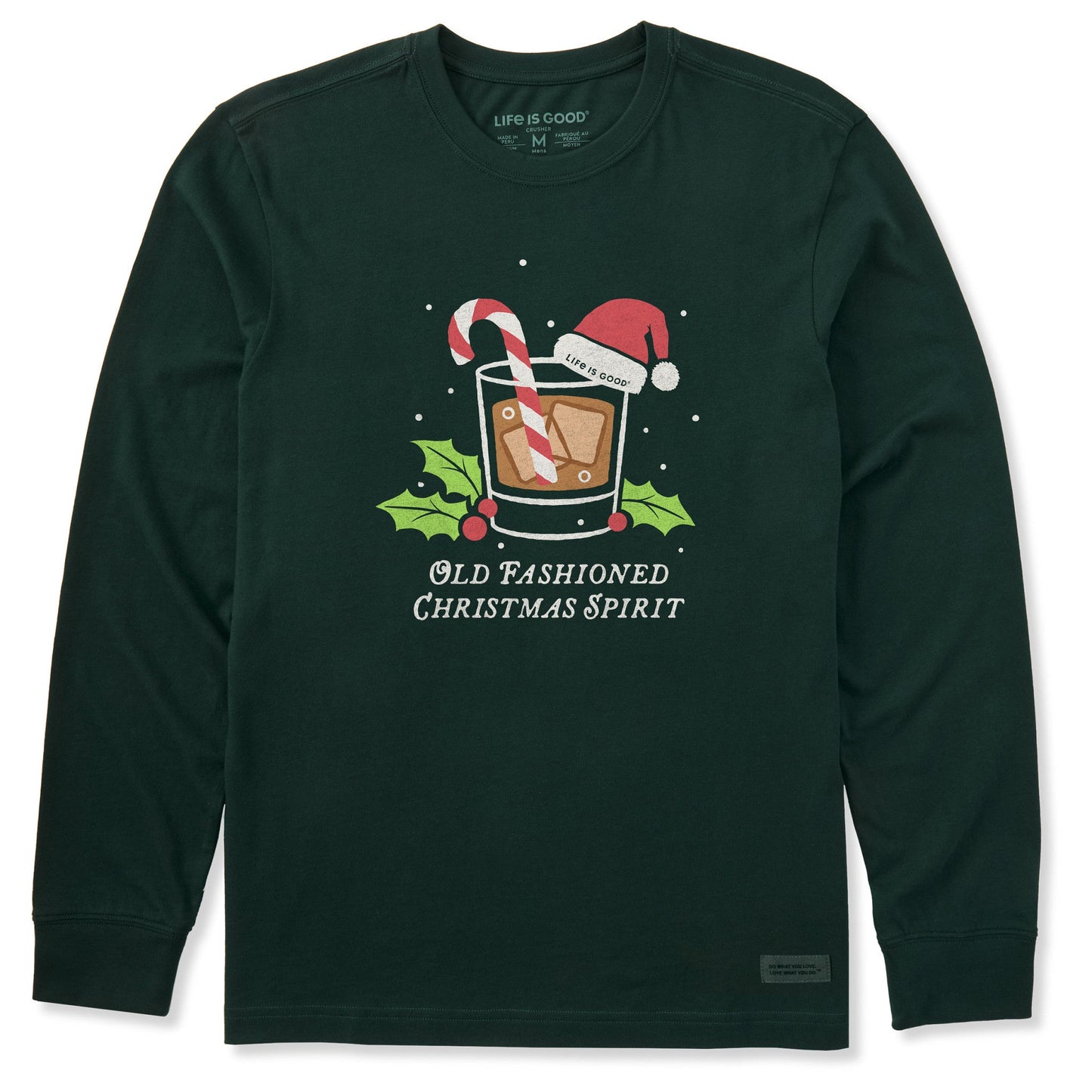 Men's Old Fashioned Christmas Spirit Long Sleeve Crusher Tee