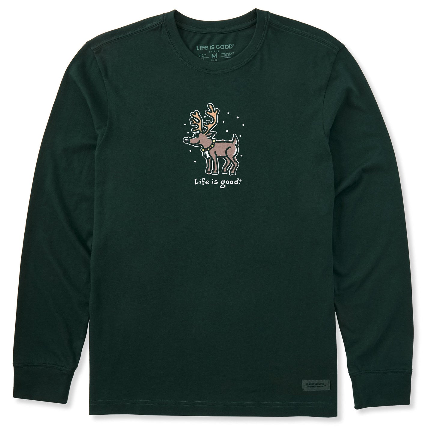 Men's Snowy Reindeer Long Sleeve Crusher Tee