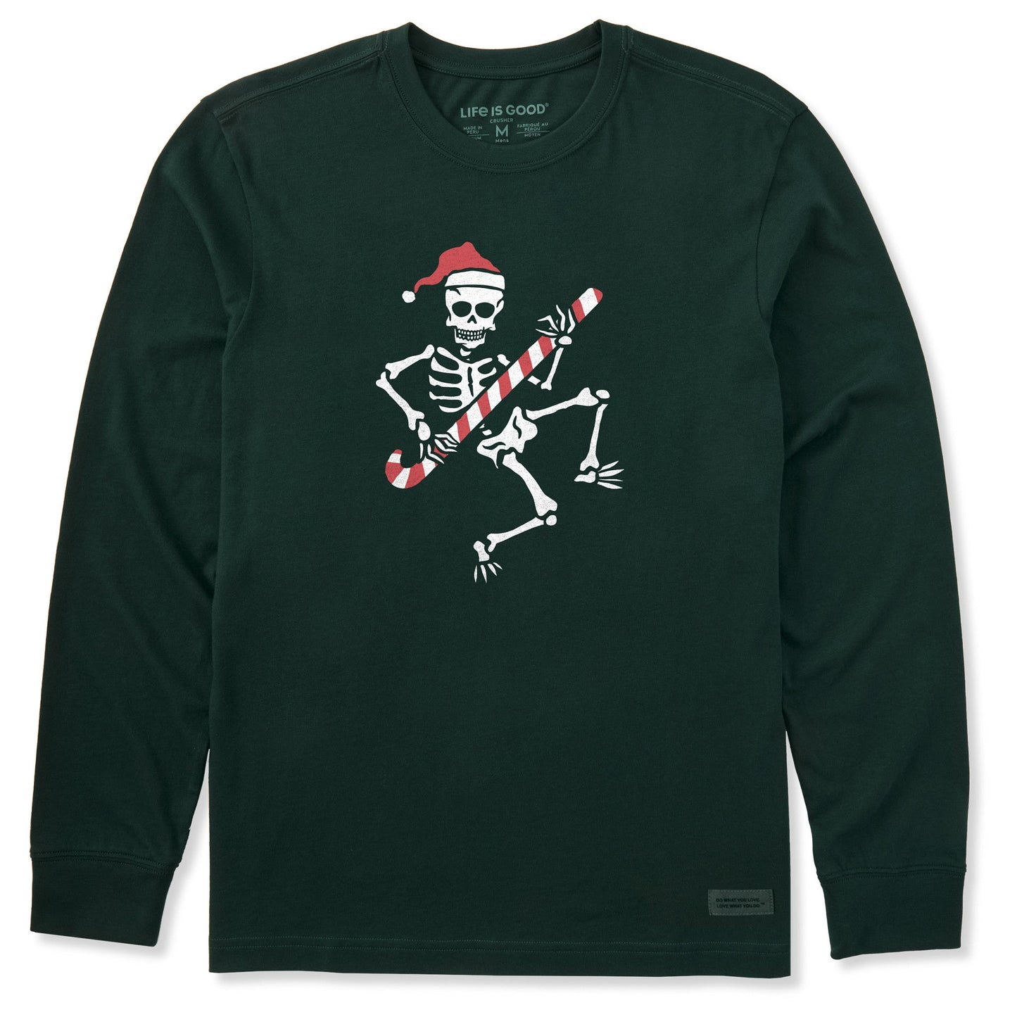 Men's Candy Cane Skeleton Long Sleeve Crusher Tee
