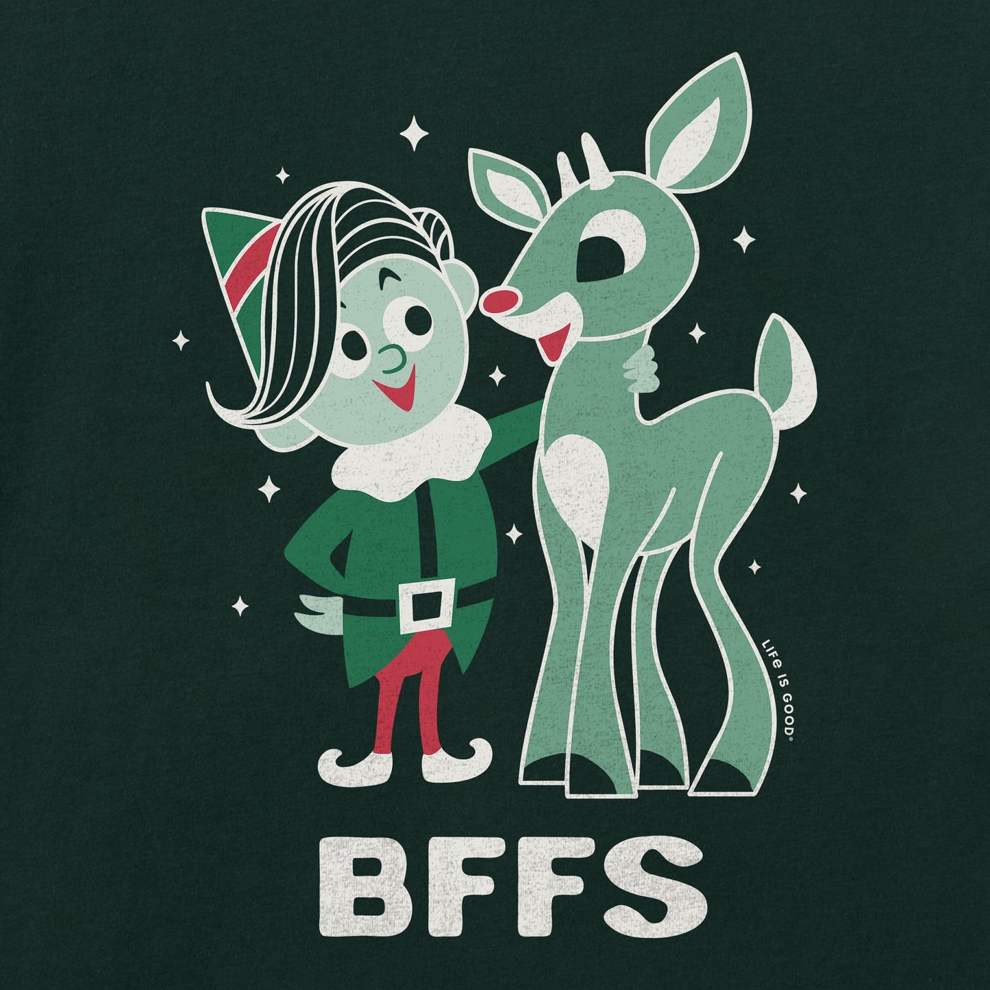 Men's BFFS Rudolph and Hermey Long Sleeve Crusher Tee