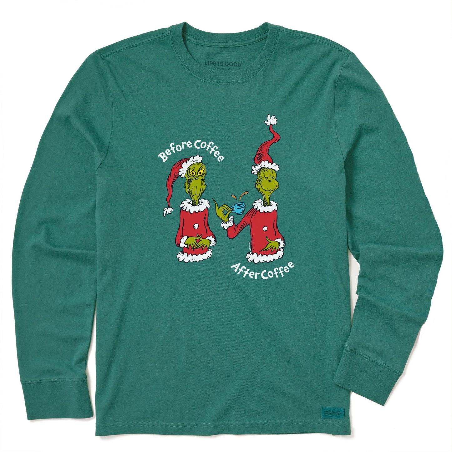 Men's Grinch Before/After Coffee Long Sleeve Crusher Tee