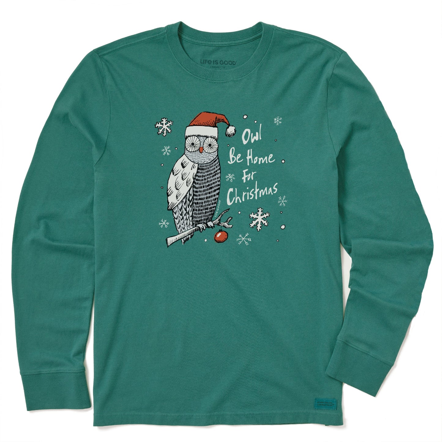 Men's Owl Be Home for Christmas Long Sleeve Crusher Tee
