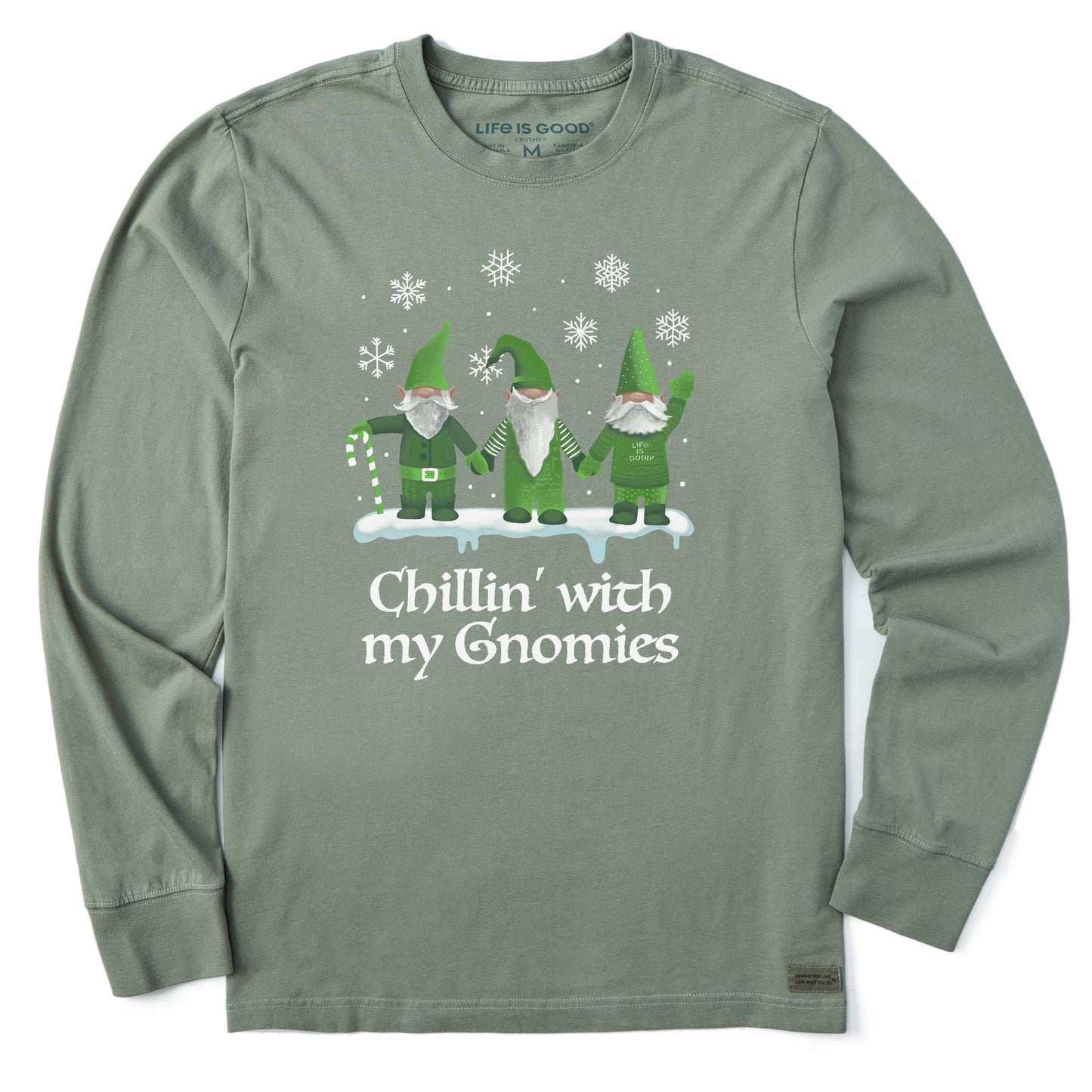 Men's Green Gnomes Long Sleeve Crusher Tee