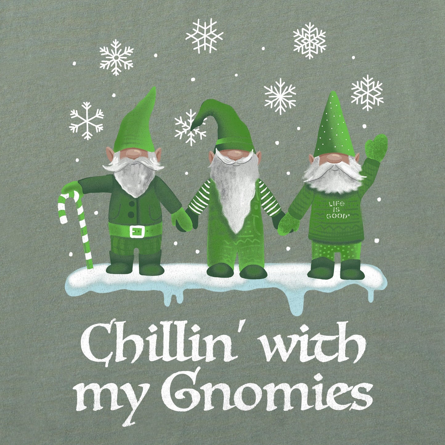 Men's Green Gnomes Long Sleeve Crusher Tee