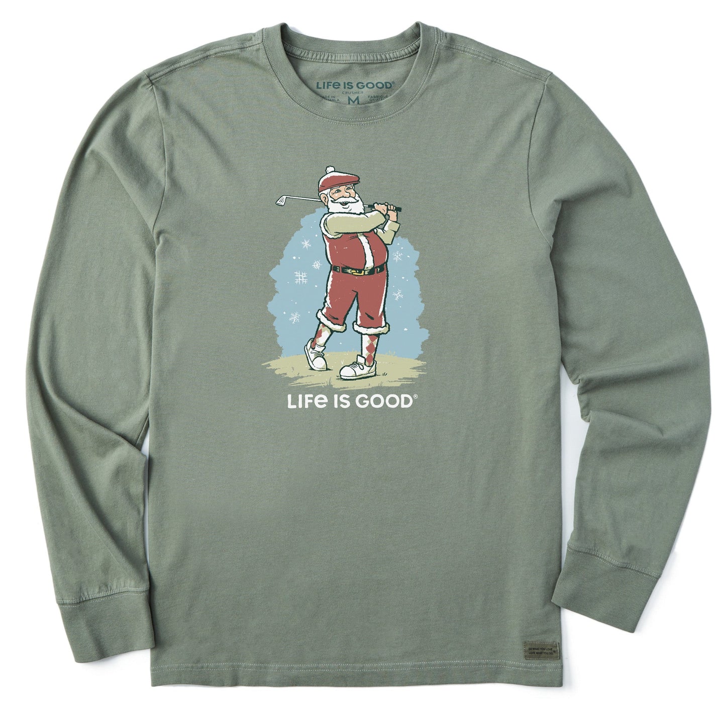 Men's Santa Golfing Long Sleeve Crusher Tee