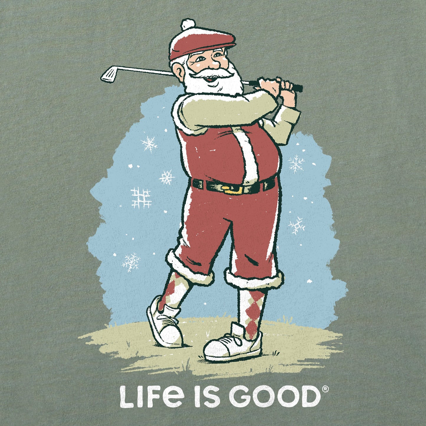 Men's Santa Golfing Long Sleeve Crusher Tee
