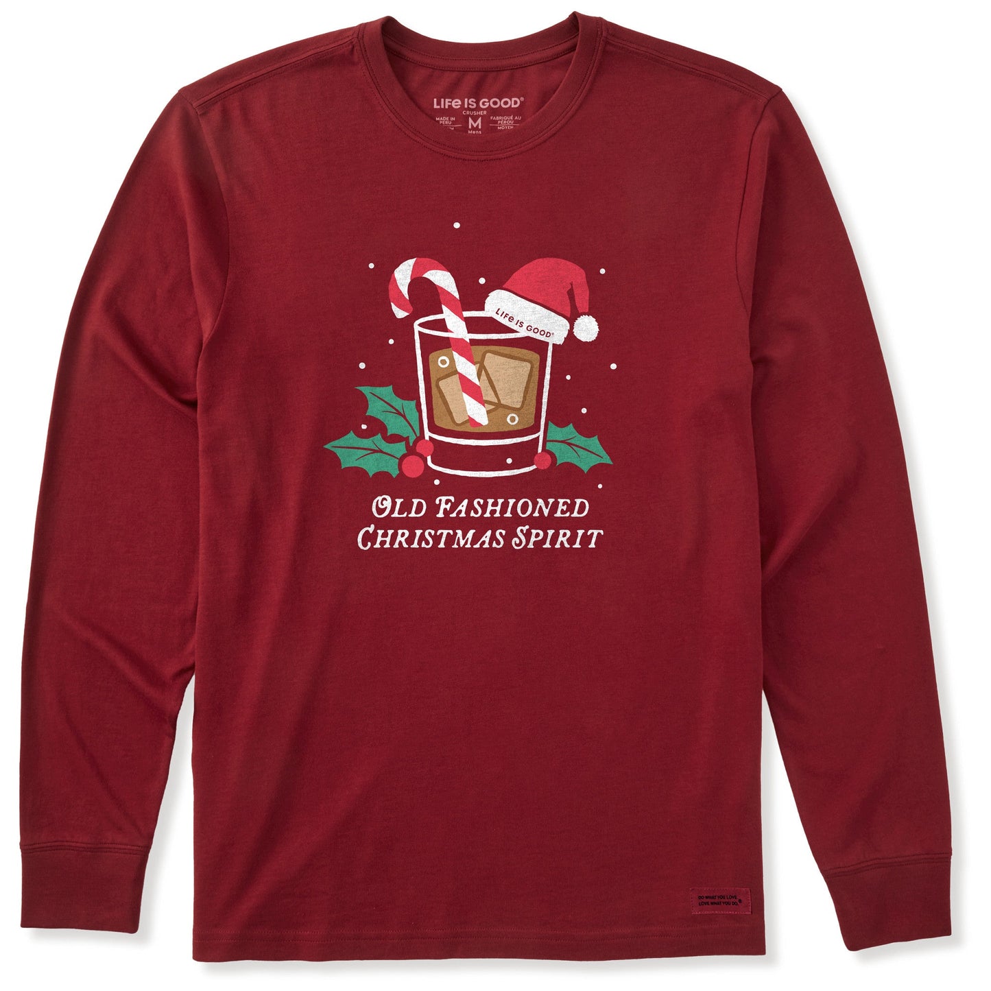 Men's Old Fashioned Christmas Spirit Long Sleeve Crusher Tee