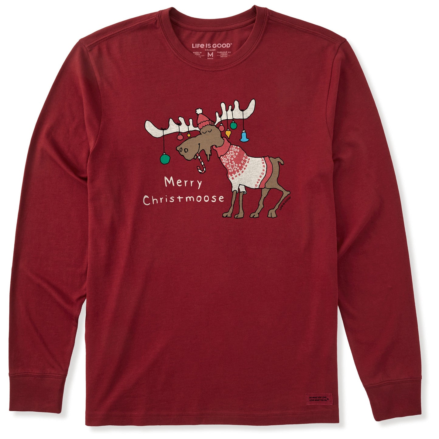 Men's Merry Christmoose Ornaments Long Sleeve Crusher Tee