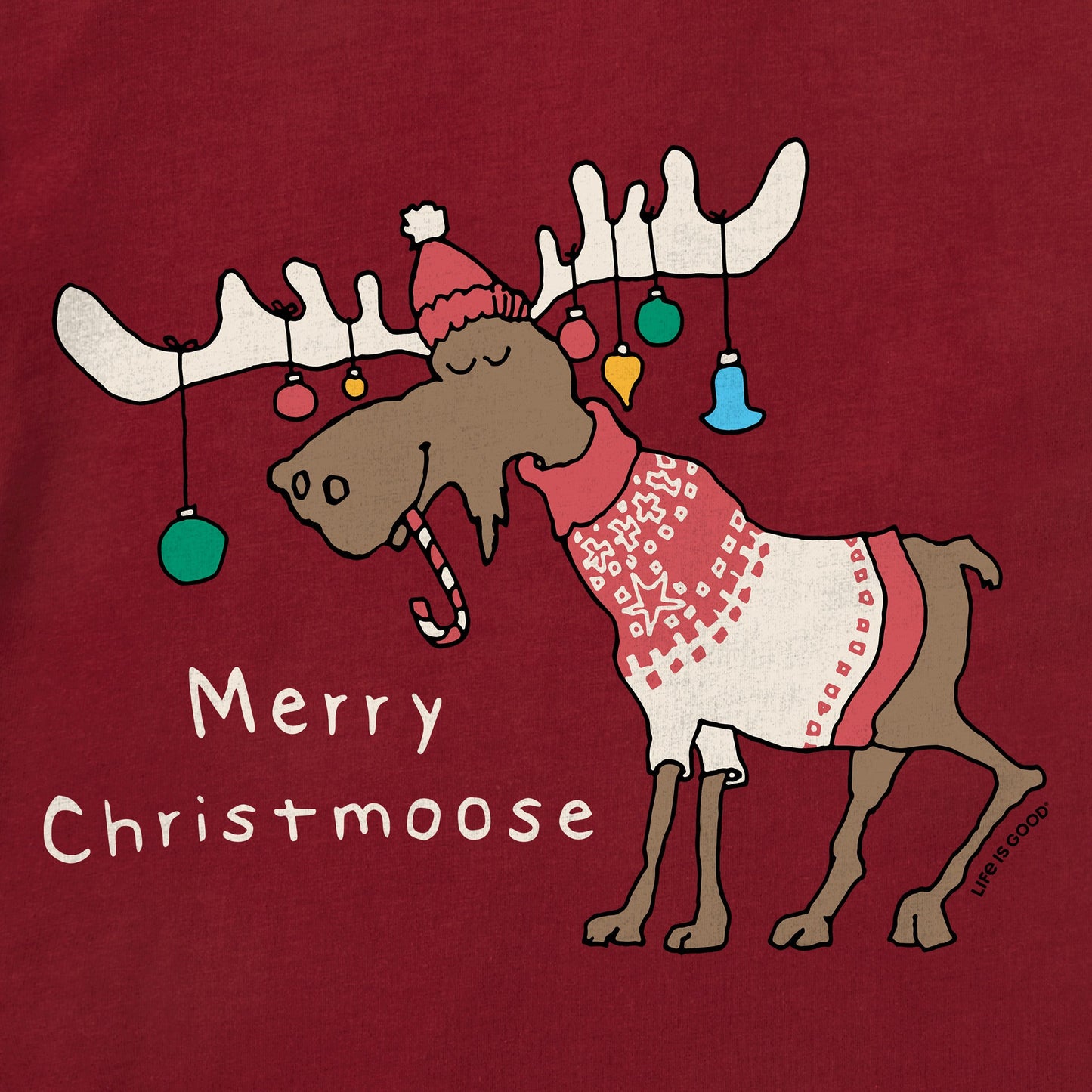 Men's Merry Christmoose Ornaments Long Sleeve Crusher Tee