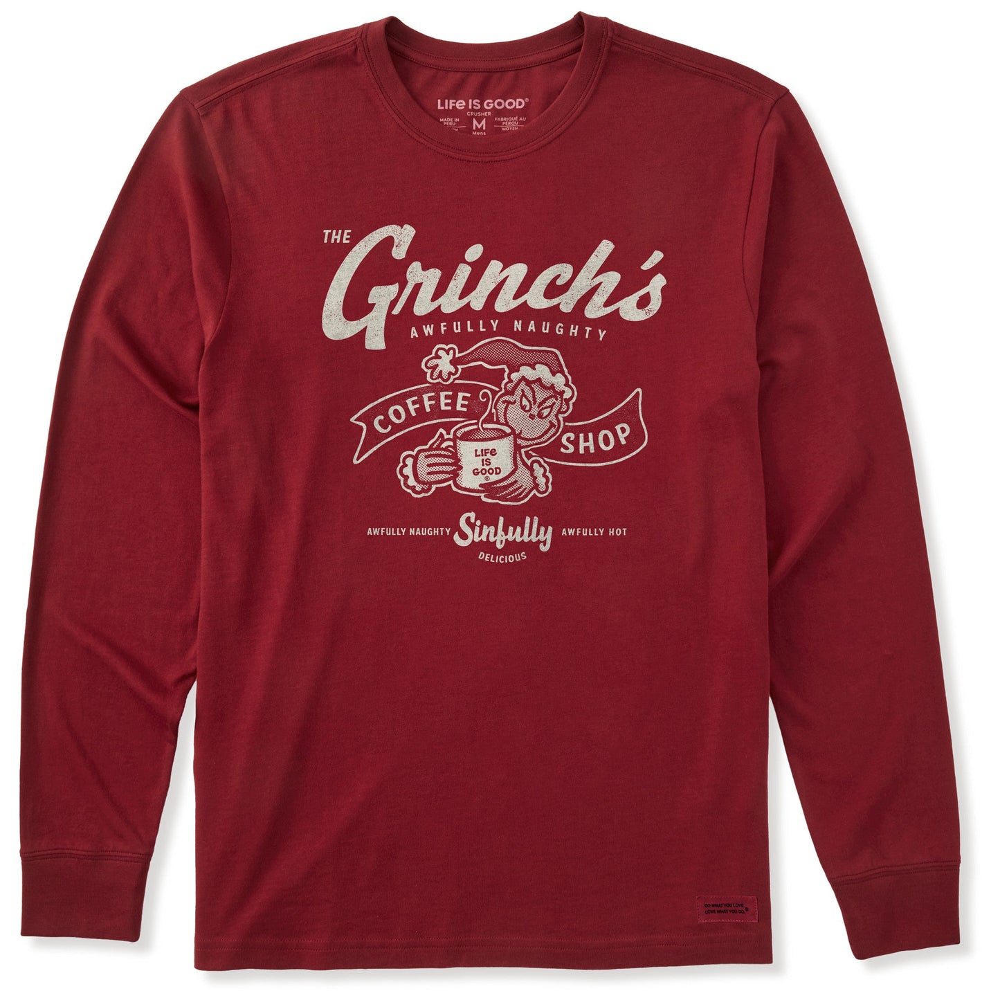 Men's Grinch Coffee Shop Long Sleeve Crusher Tee