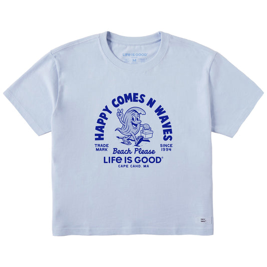 Women's Happy Comes N Waves Short Sleeve Crusher Boxy Tee