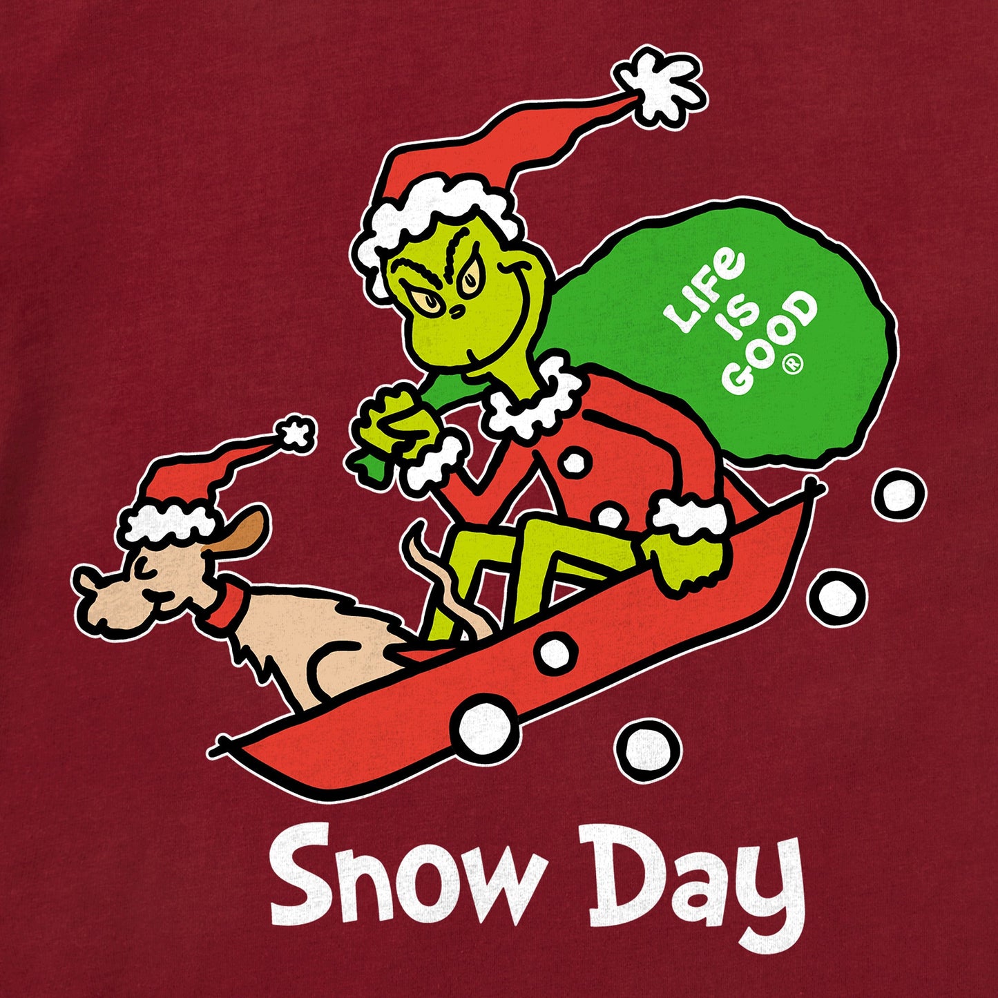 Toddler Grinch and Max Snow Day Short Sleeve Crusher Tee