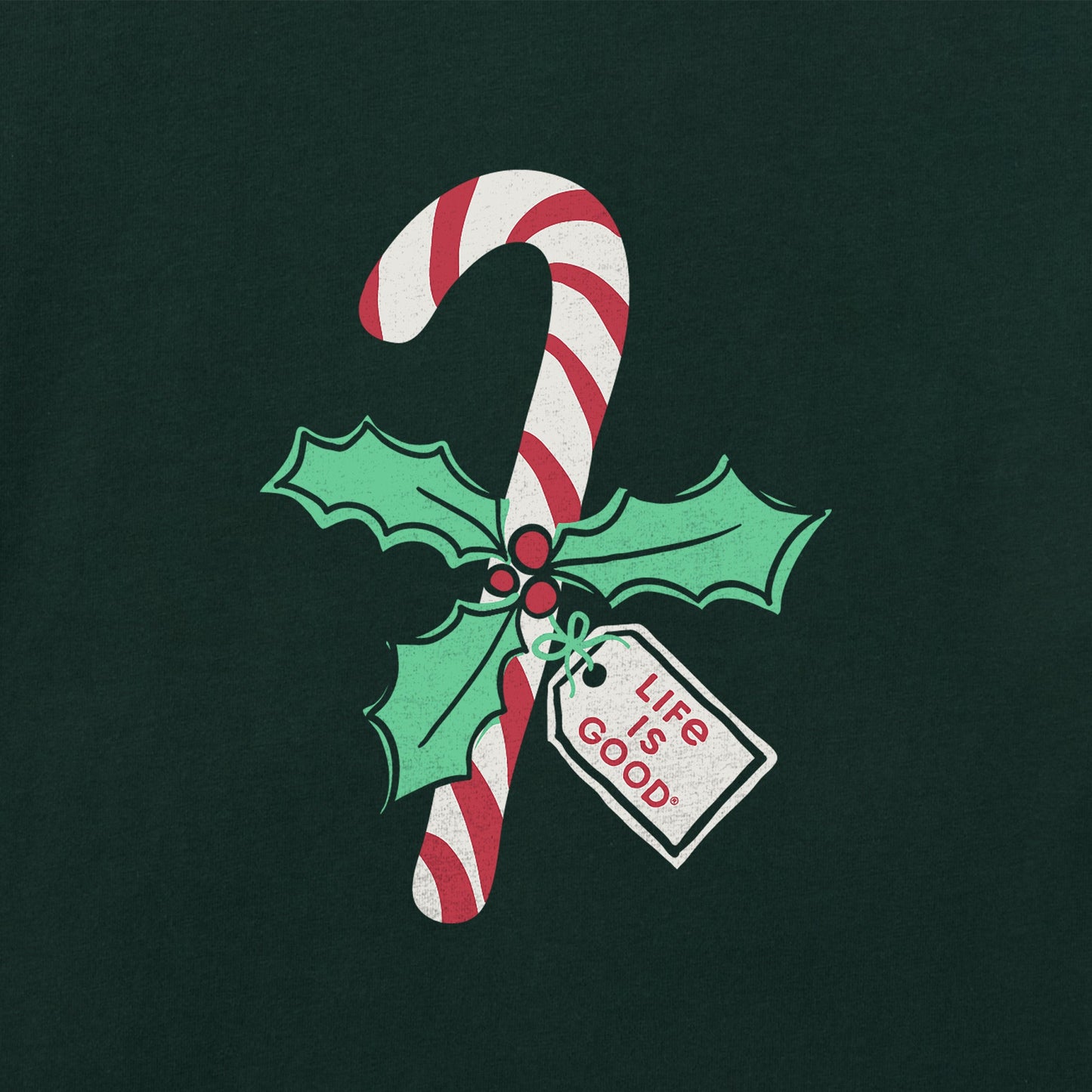 Women's Candy Cane Holly Long Sleeve Crusher Vee