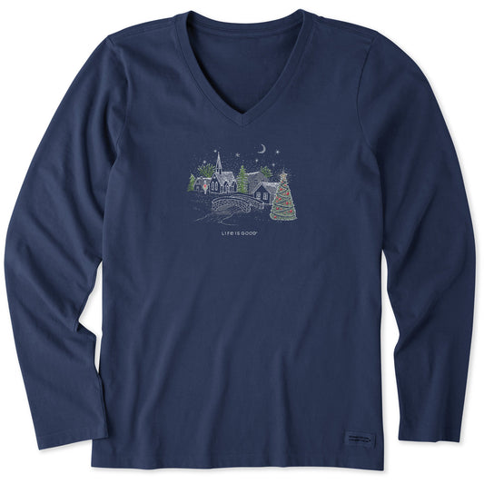 Women's Village Scene Long Sleeve Crusher Vee