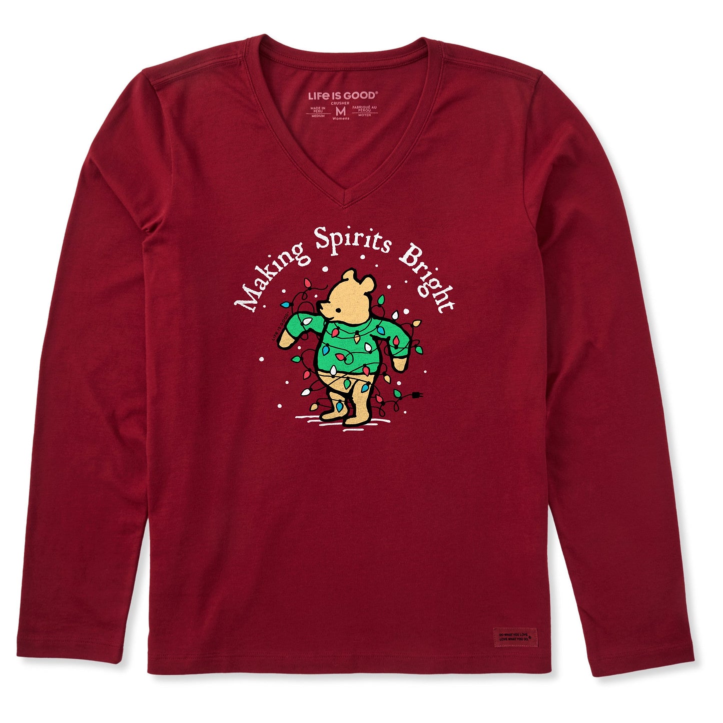 Women's Winnie Making Spirits Bright Long Sleeve Crusher Vee