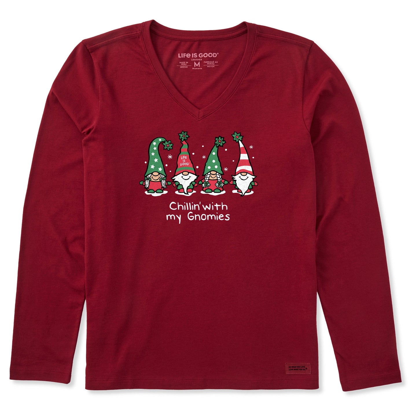 Women's Chillin' with my Gnomies Fam Long Sleeve Crusher Vee