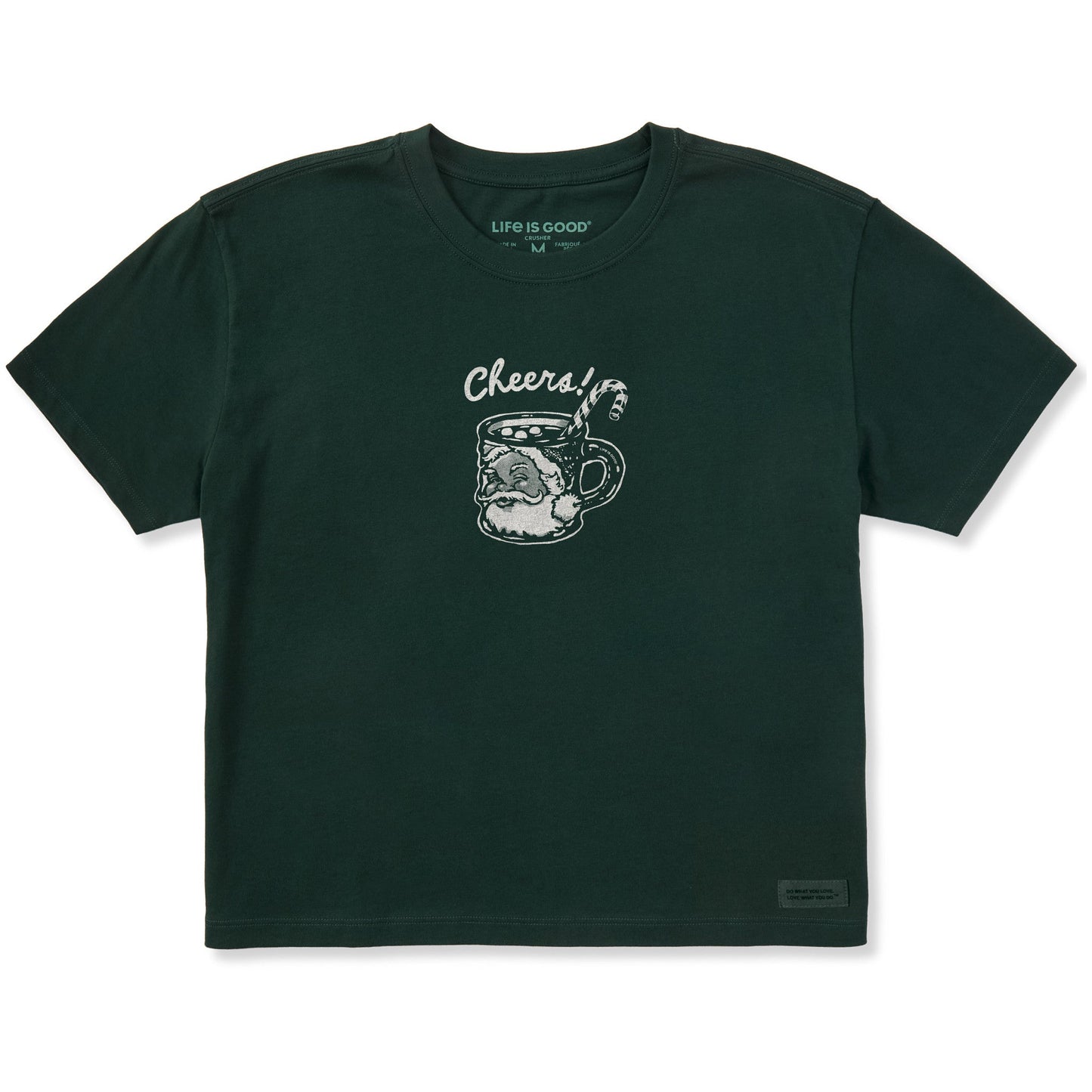 Women's Cheers Santa Mug Short Sleeve Crusher Boxy Tee