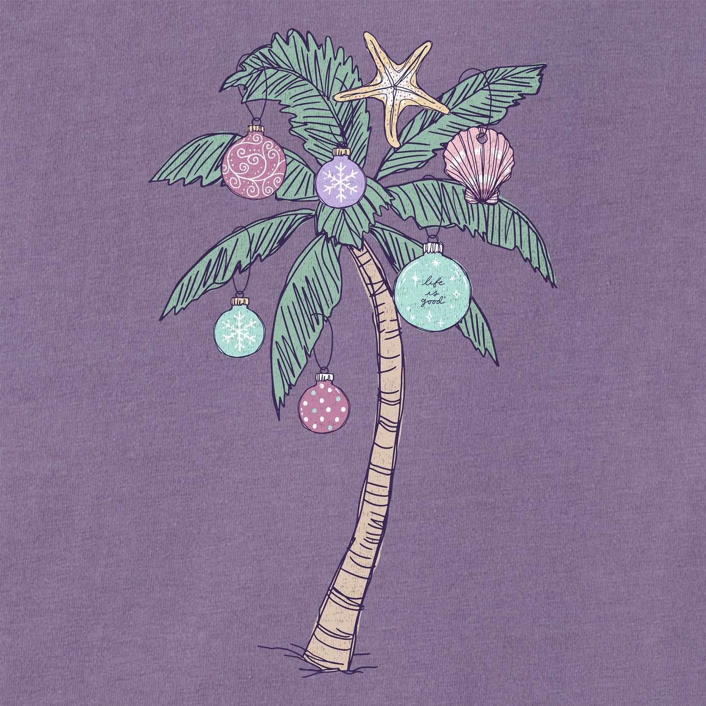 Women's Xmas Ornament Palm Tree Long Sleeve Crusher Tee