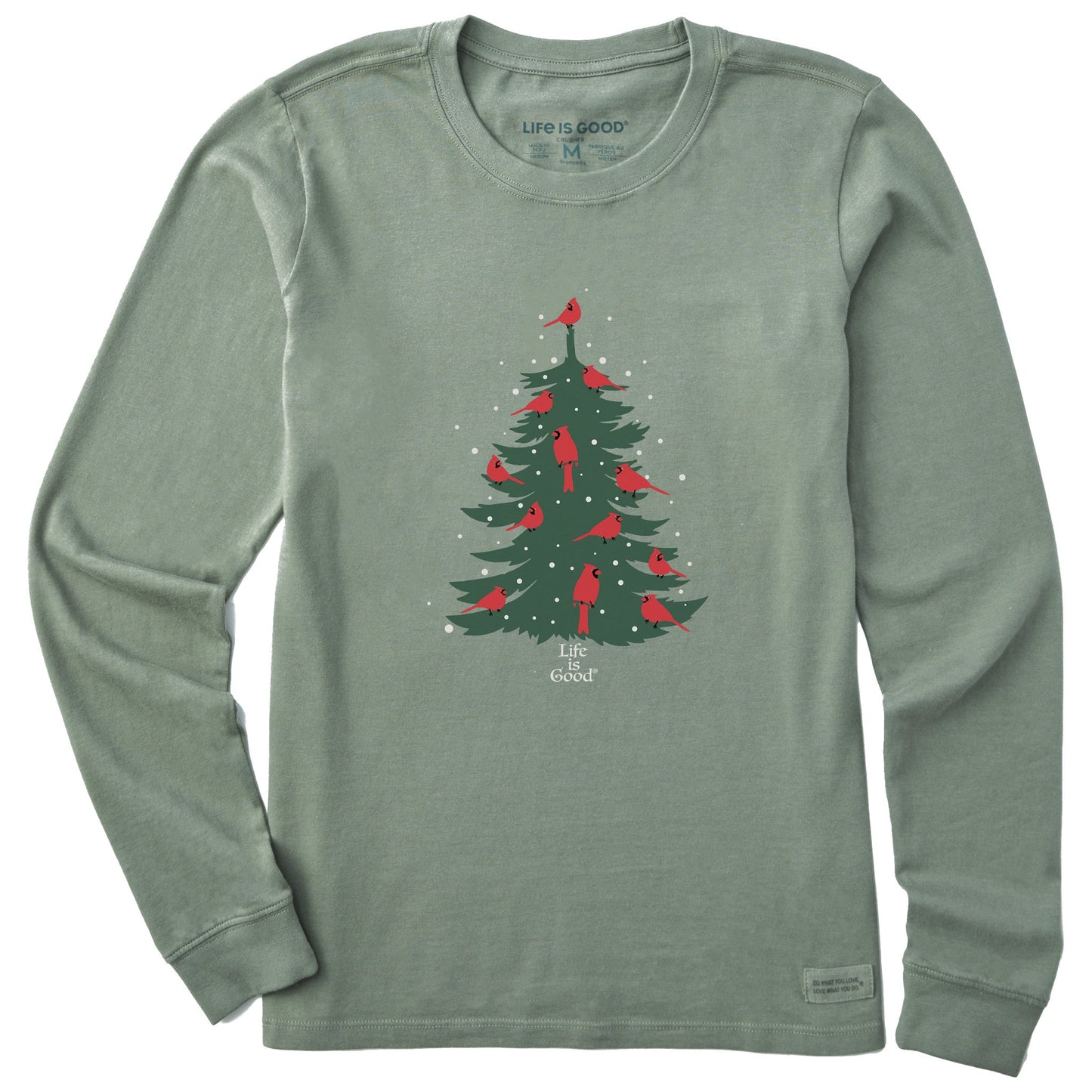 Women's Cardinal Holiday Tree Long Sleeve Crusher Tee