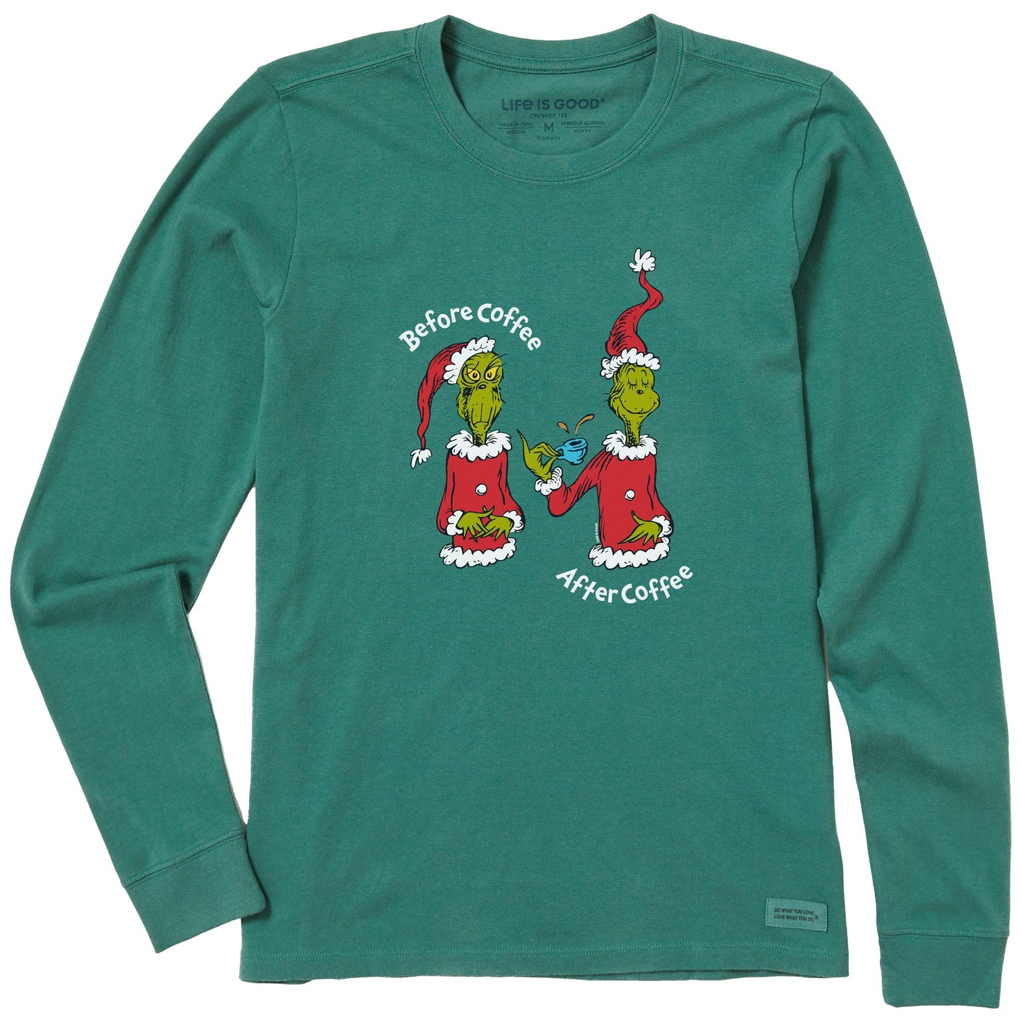 Women's Grinch Before/After Coffee Long Sleeve Crusher Tee