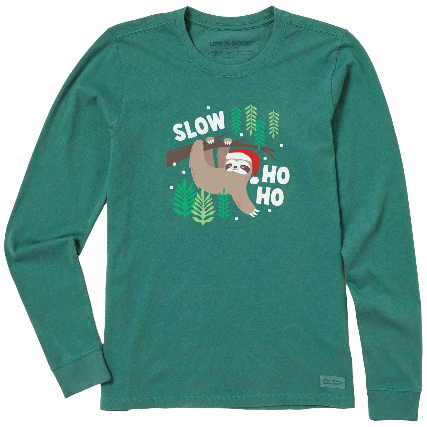 Women's Slow Ho Ho Sloth Long Sleeve Crusher Tee